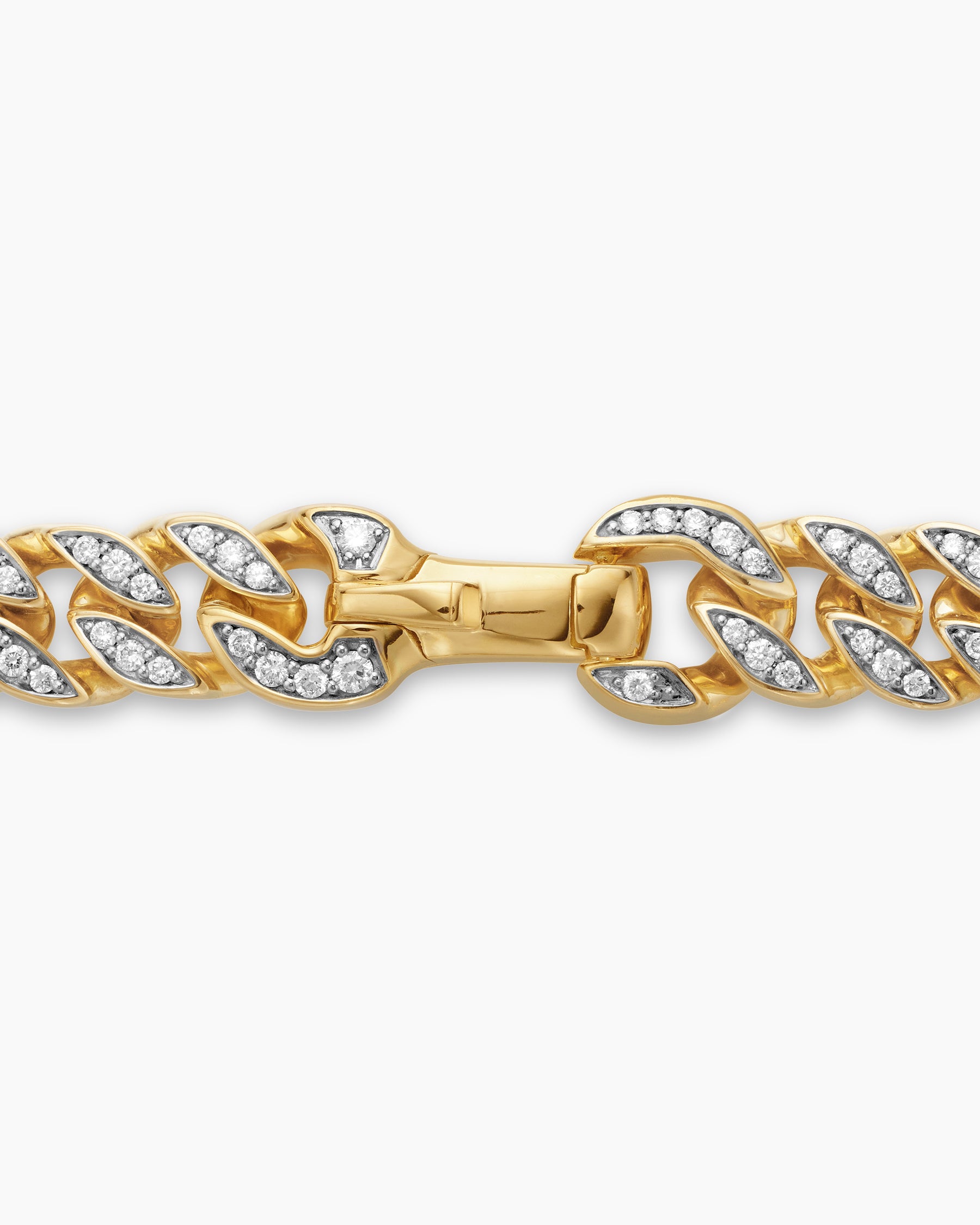 Curb Chain Necklace in 18K Yellow Gold with Diamonds, 8mm - Image 4
