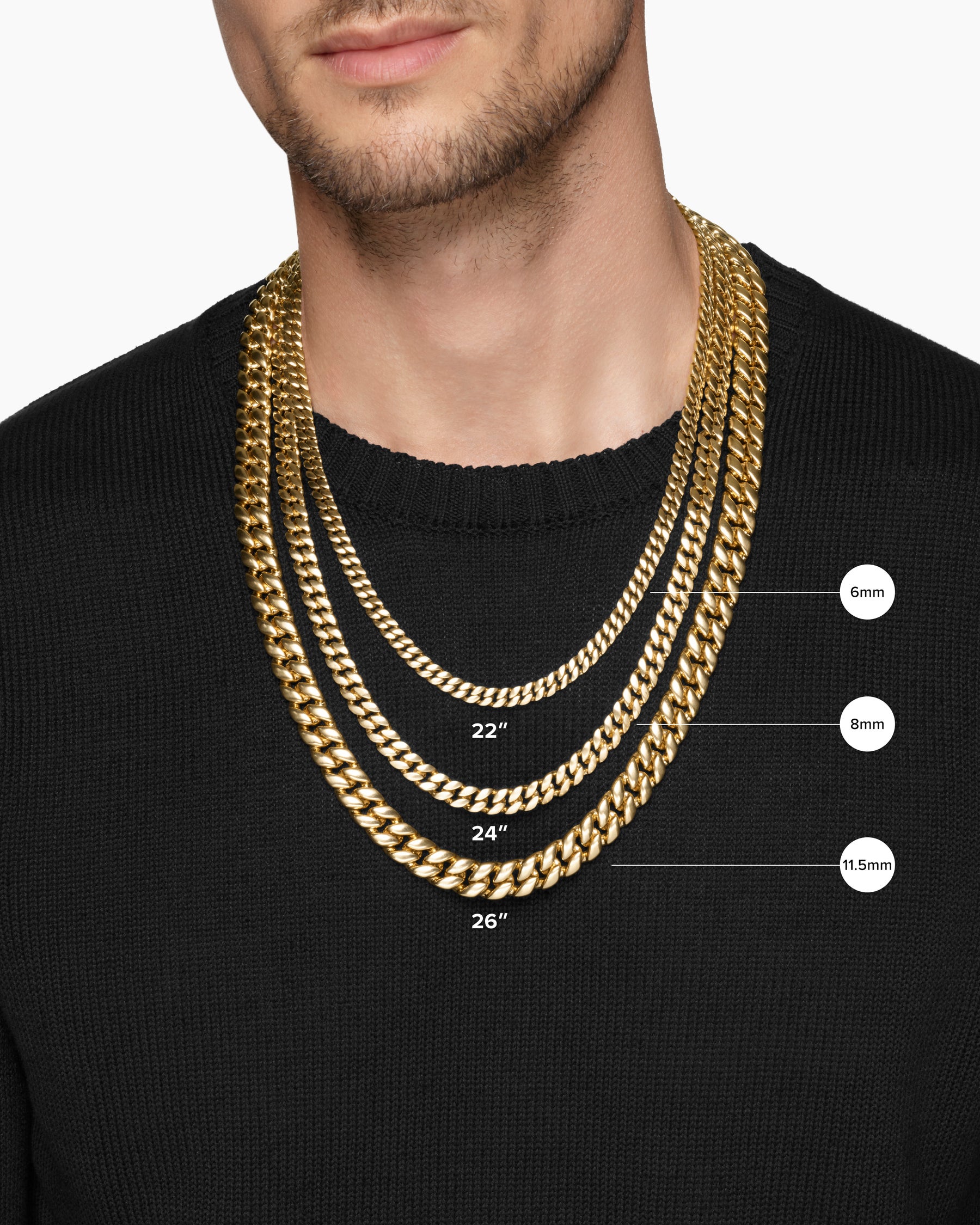 Curb Chain Necklace in 18K Yellow Gold with Diamonds, 8mm - Image 5