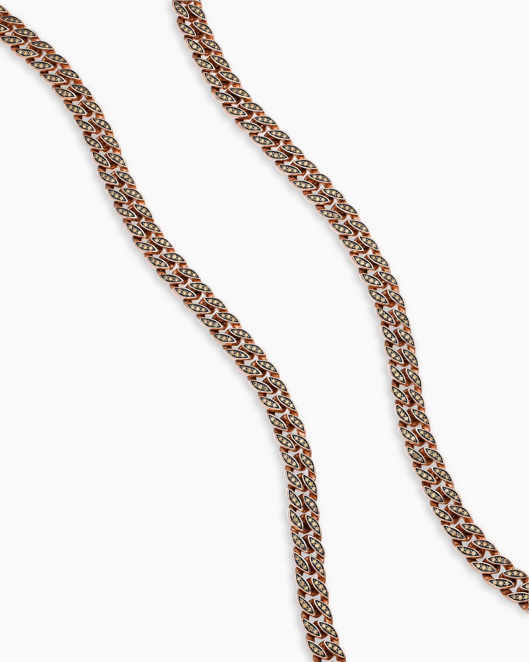 Alternative view of Curb Chain Necklace in 18K Rose Gold with Cognac Diamonds, 8mm