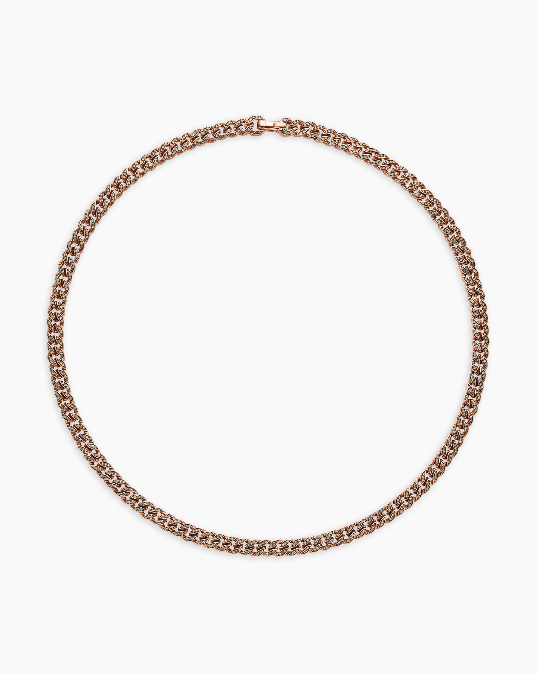 Curb Chain Necklace in 18K Rose Gold with Cognac Diamonds, 8mm - Image 3