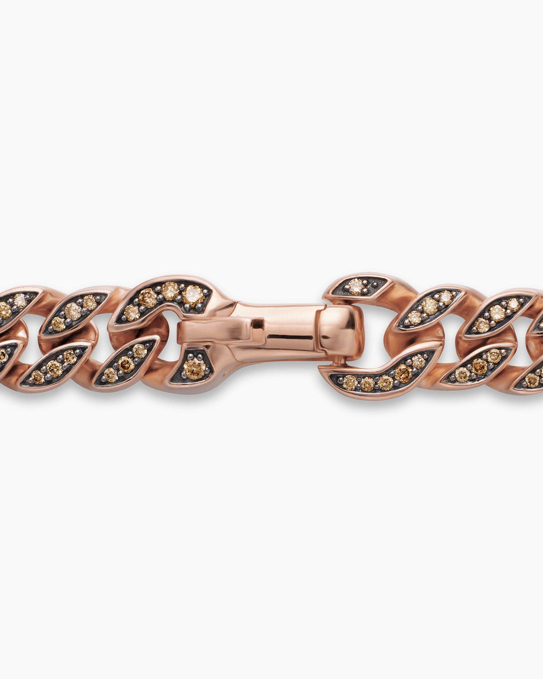 Curb Chain Necklace in 18K Rose Gold with Cognac Diamonds, 8mm - Image 4