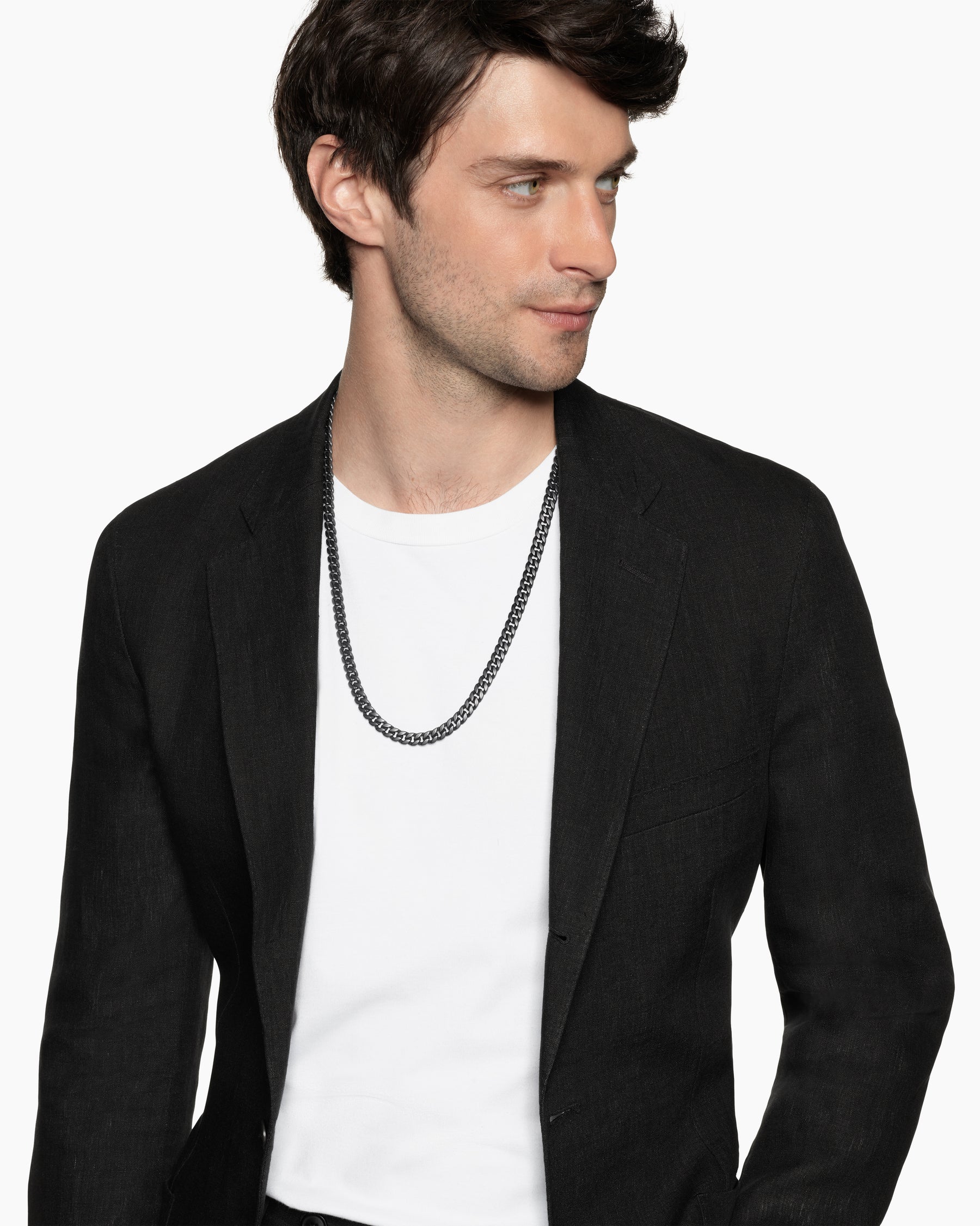 Alternative view of Curb Chain Necklace in Black Titanium, 8mm