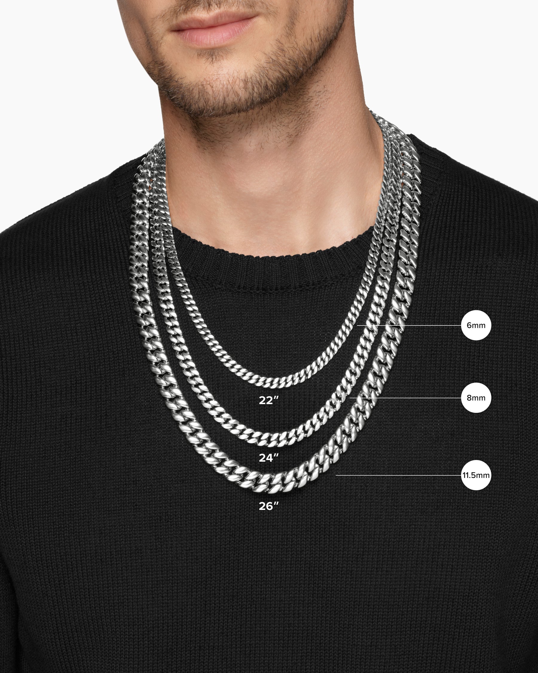 Curb Chain Necklace in Platinum, 8mm - Image 5