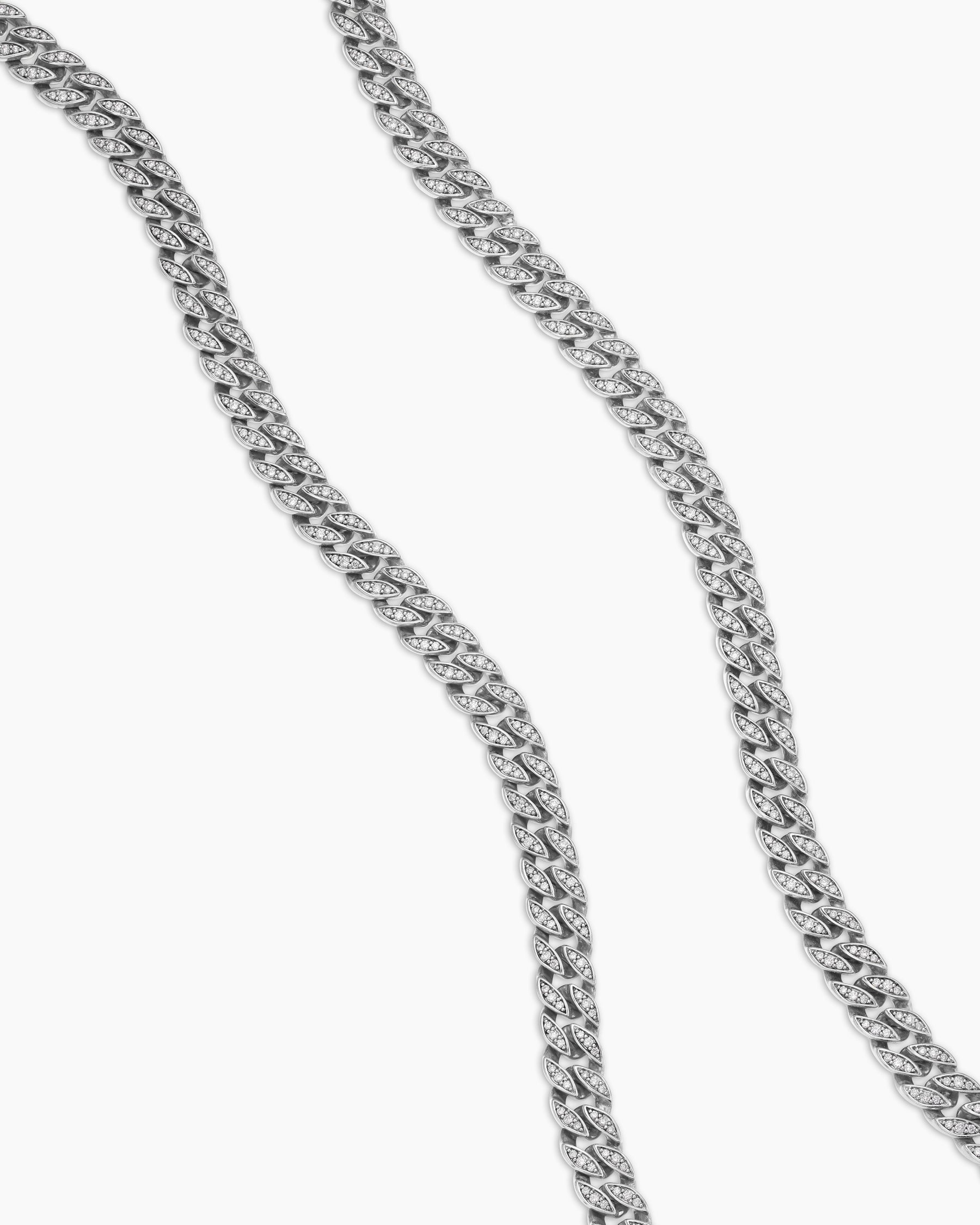 Alternative view of Curb Chain Necklace in Platinum with Diamonds, 8mm