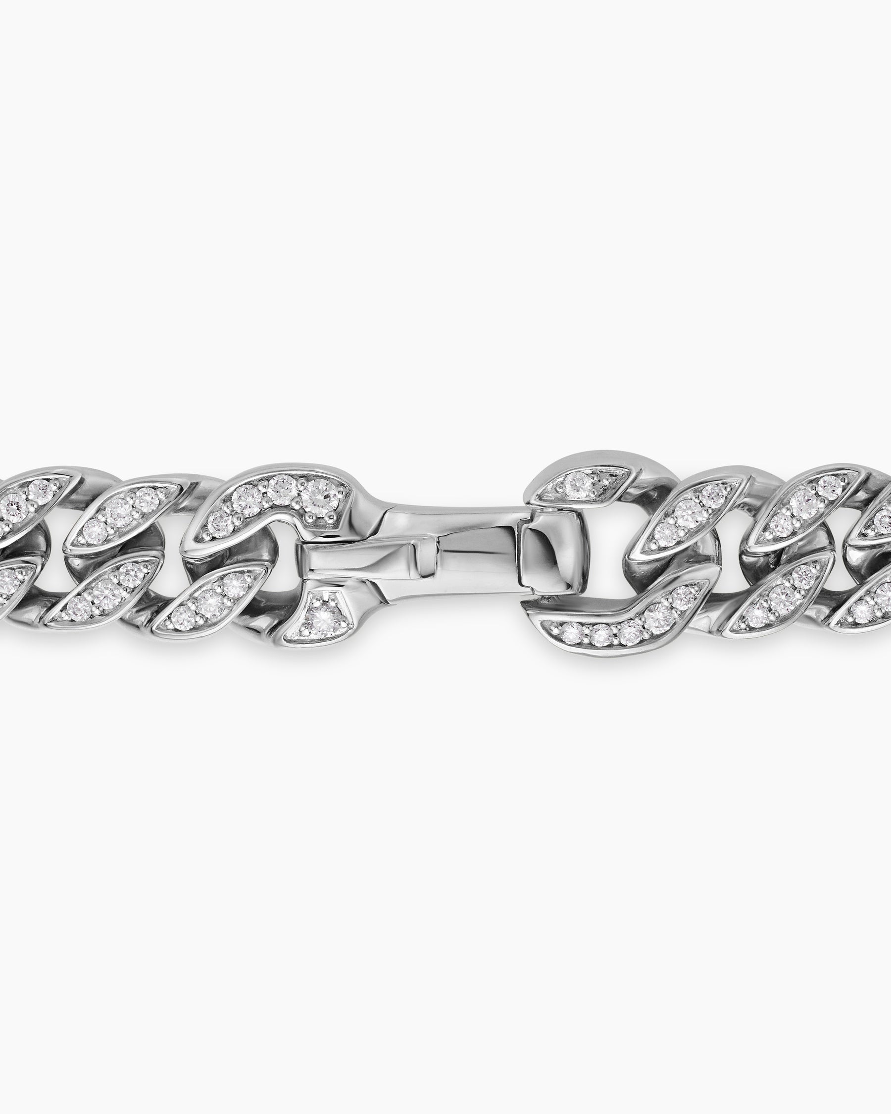 Curb Chain Necklace in Platinum with Diamonds, 8mm - Image 4