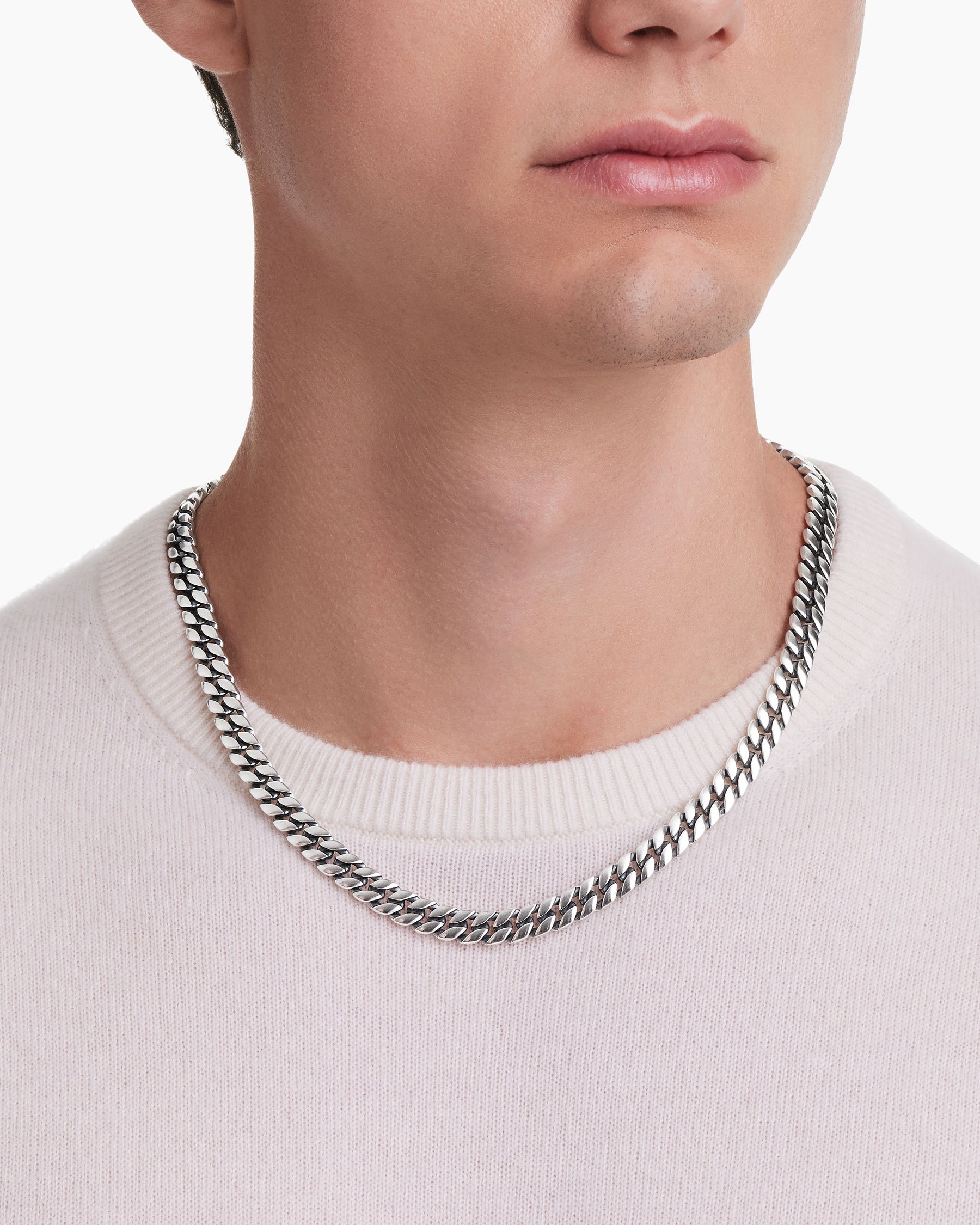 Alternative view of Curb Chain Necklace in Sterling Silver, 8mm