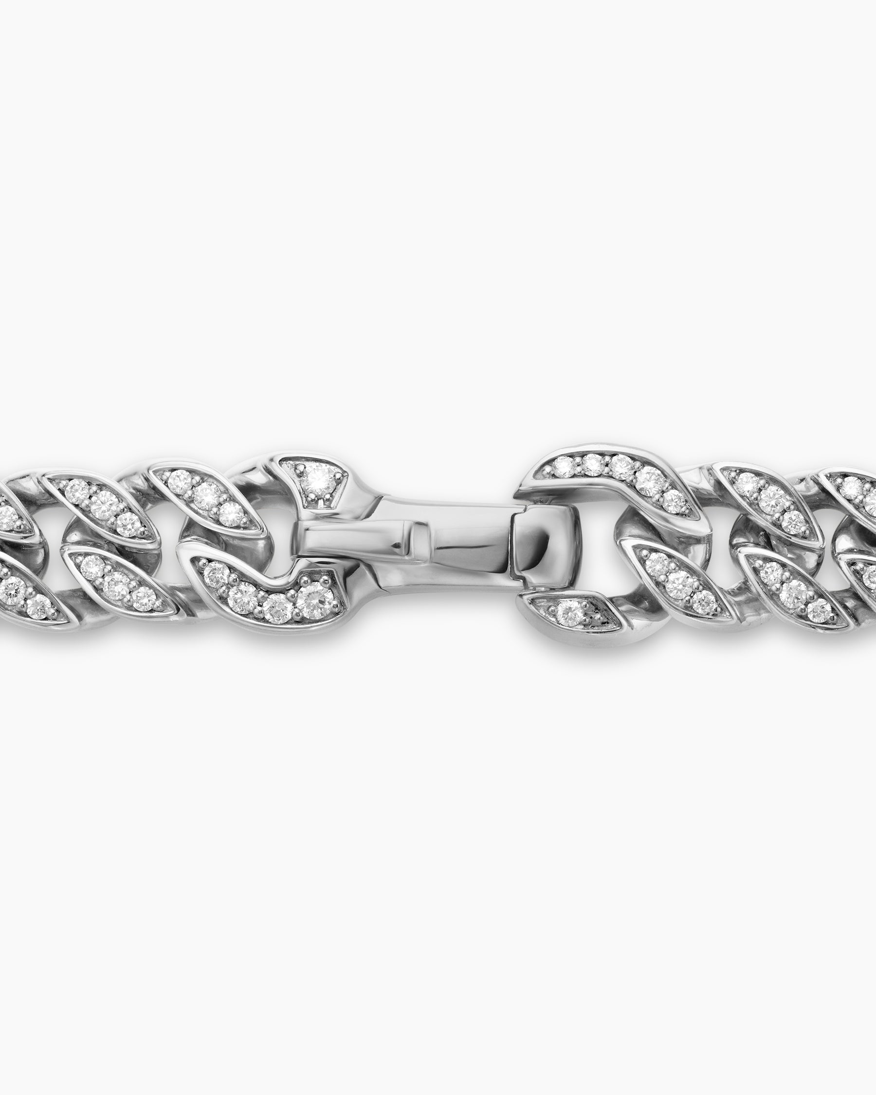 Curb Chain Necklace in Sterling Silver with Diamonds, 8mm - Image 4