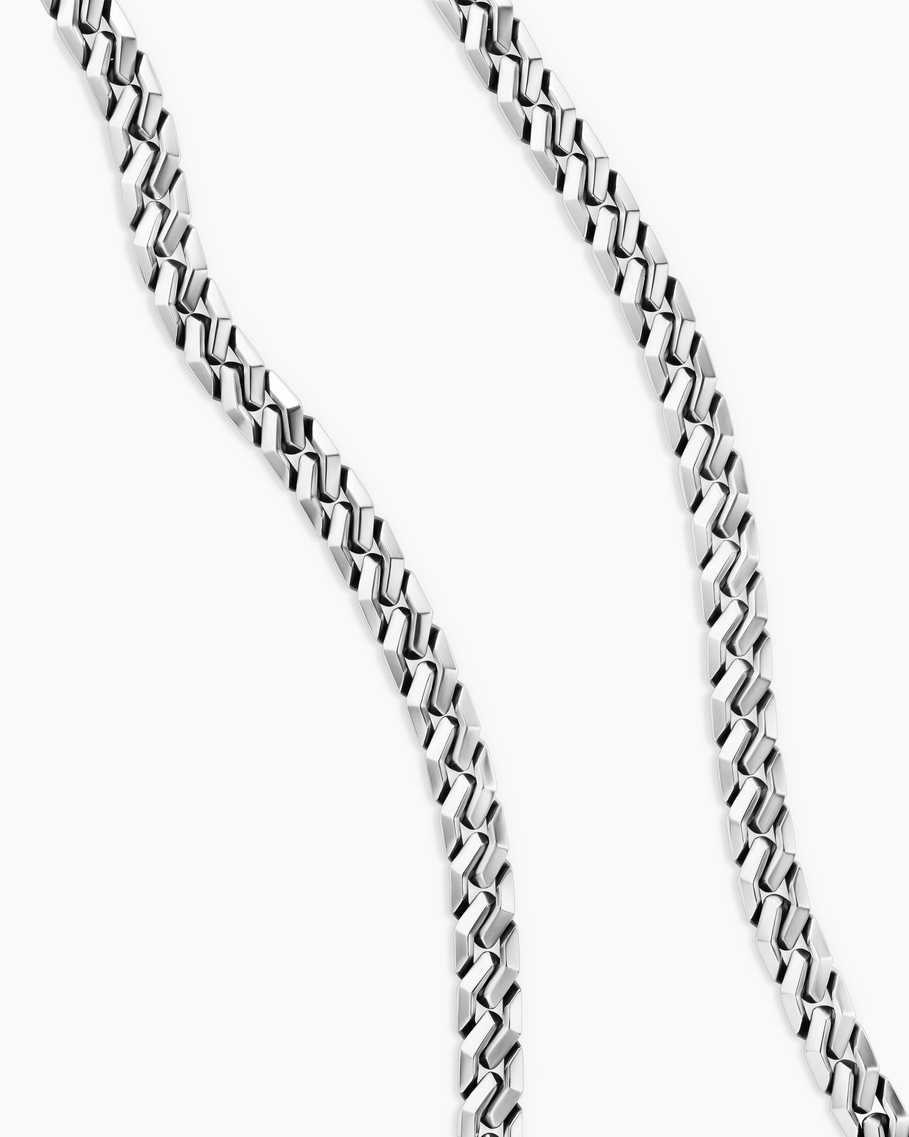 Curb Chain Angular Link Necklace in Sterling Silver, 8.7mm - Image 3
