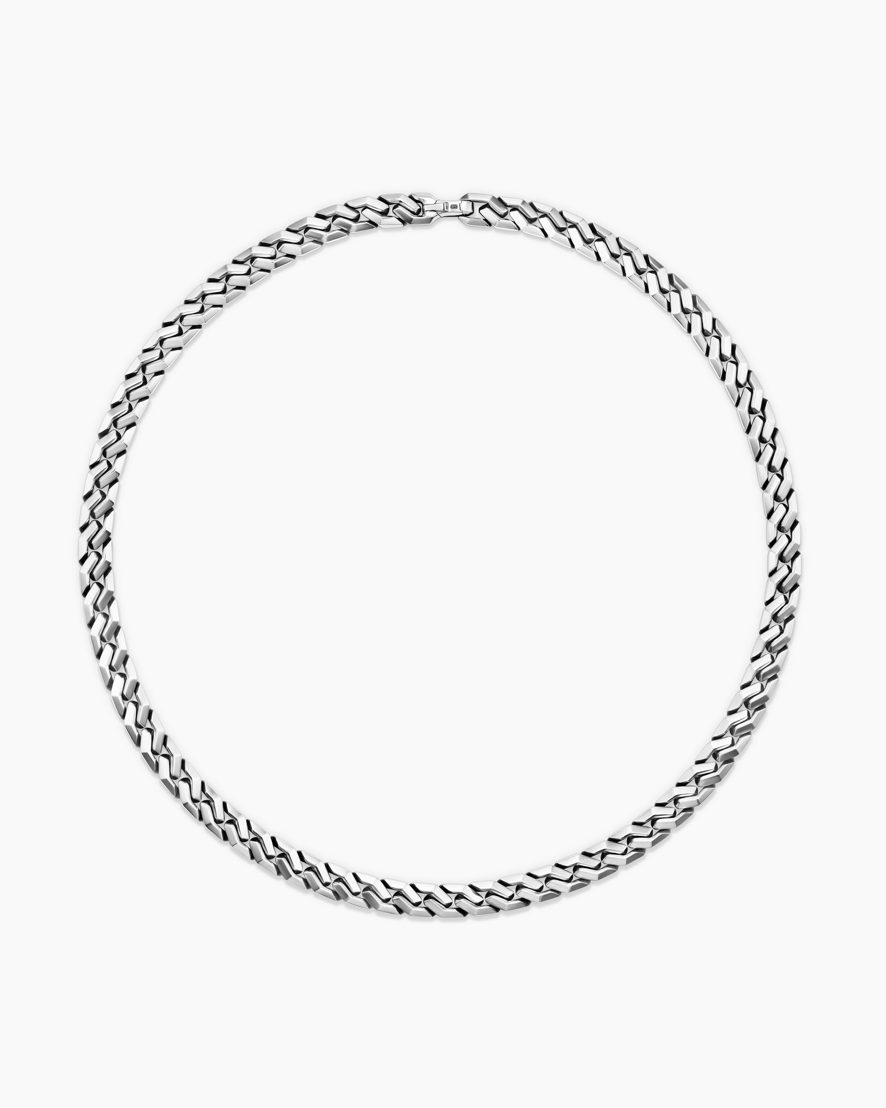 Curb Chain Angular Link Necklace in Sterling Silver, 8.7mm - Image 4