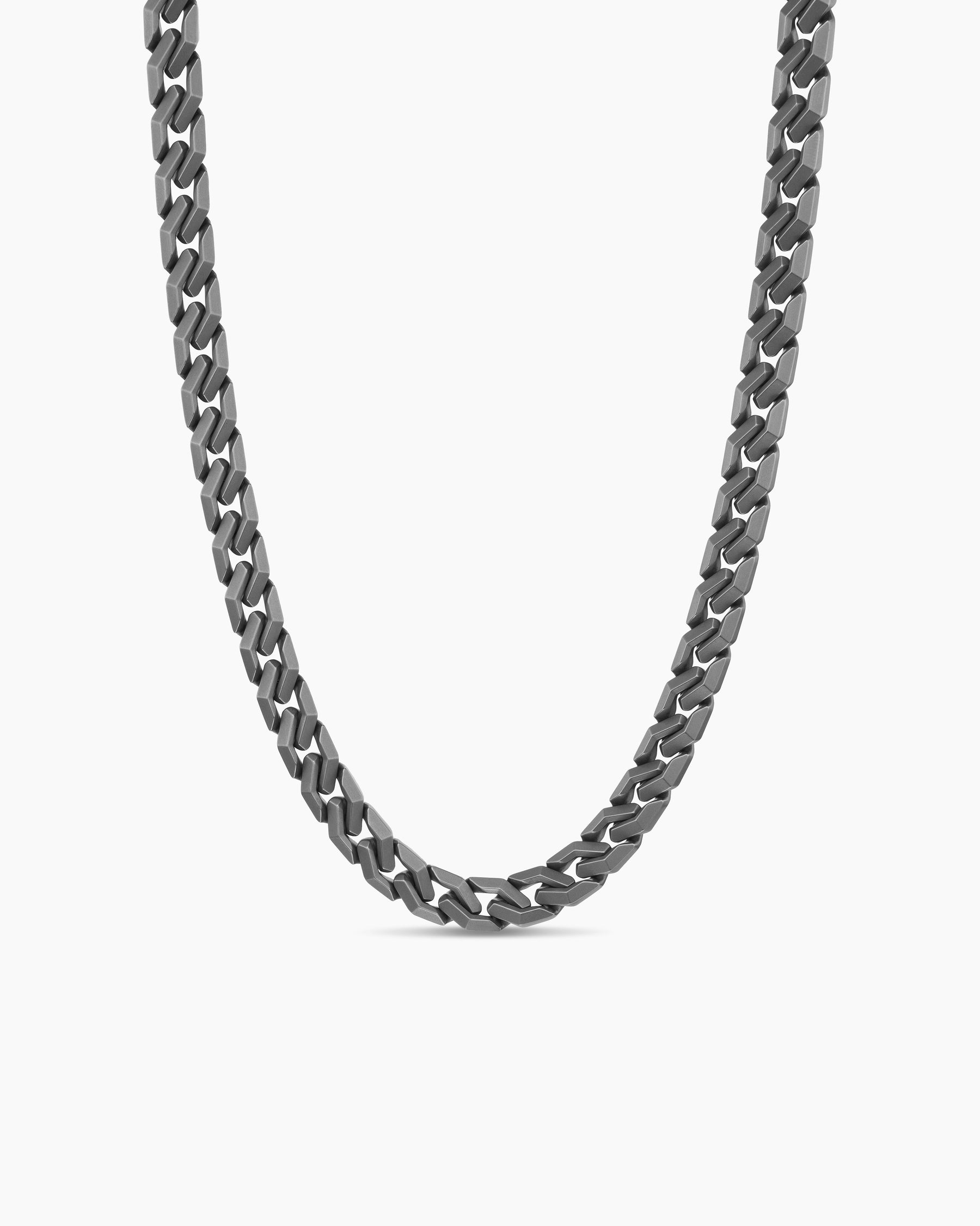 Curb Chain Angular Link Necklace in Anthracite Titanium, 8.7mm