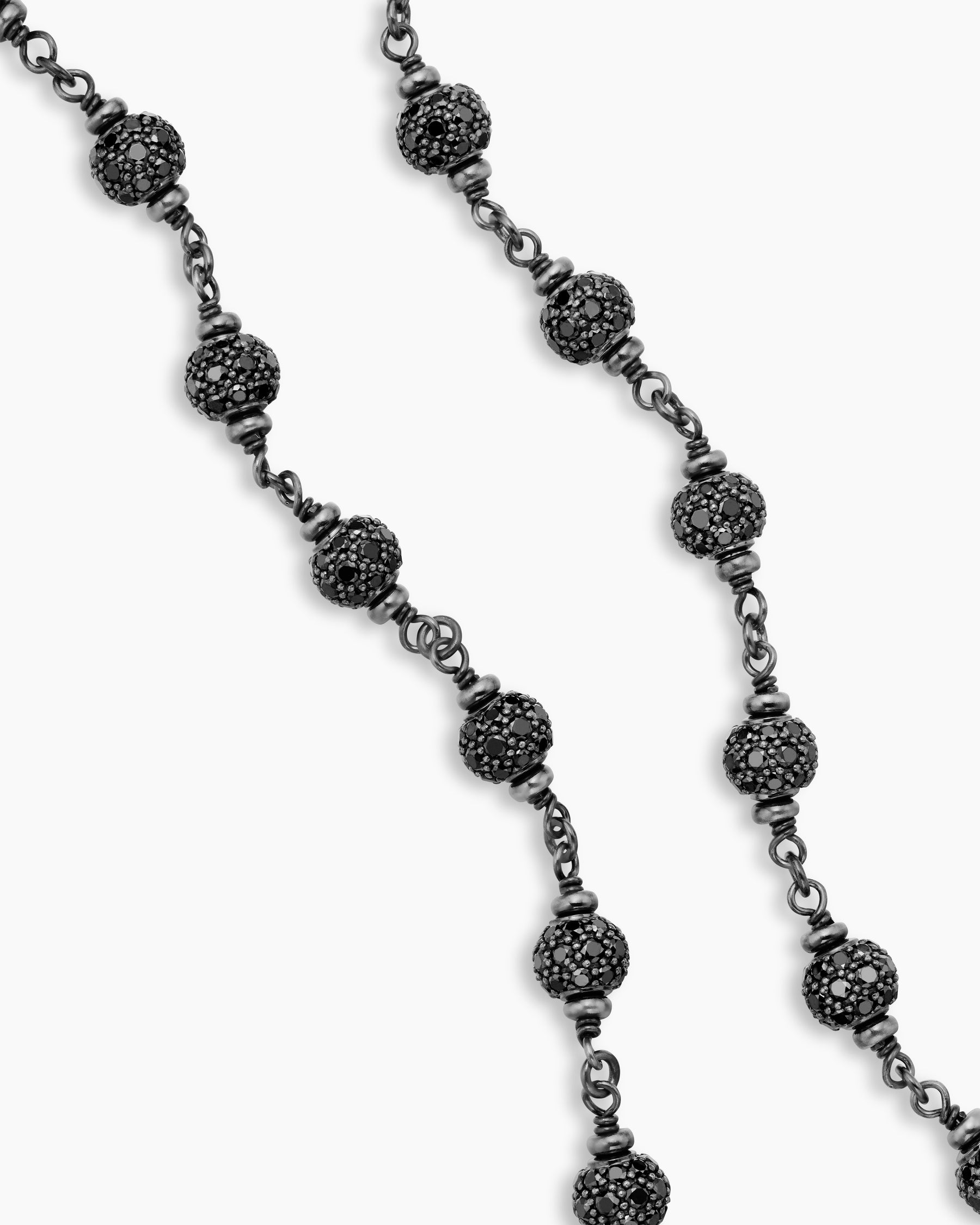 Alternative view of Spiritual Beads Necklace in Sterling Silver with Black Diamonds, 6mm
