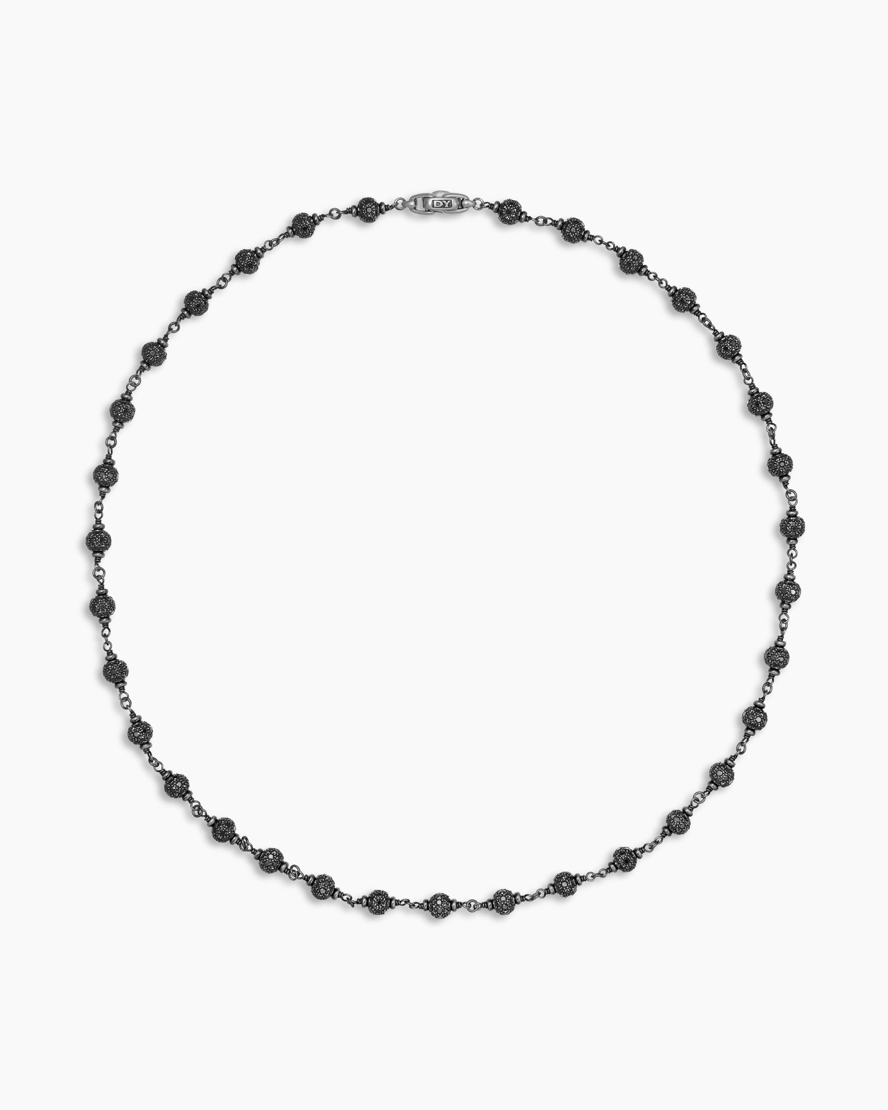 Spiritual Beads Necklace in Sterling Silver with Black Diamonds, 6mm - Image 3