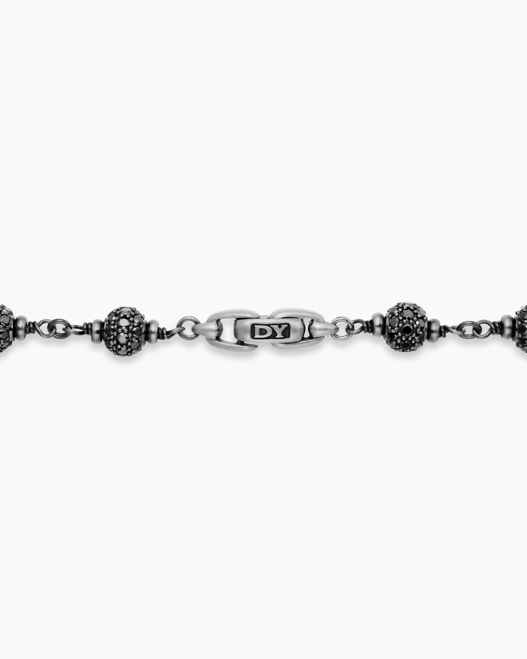 Spiritual Beads Necklace in Sterling Silver with Black Diamonds, 6mm - Image 4