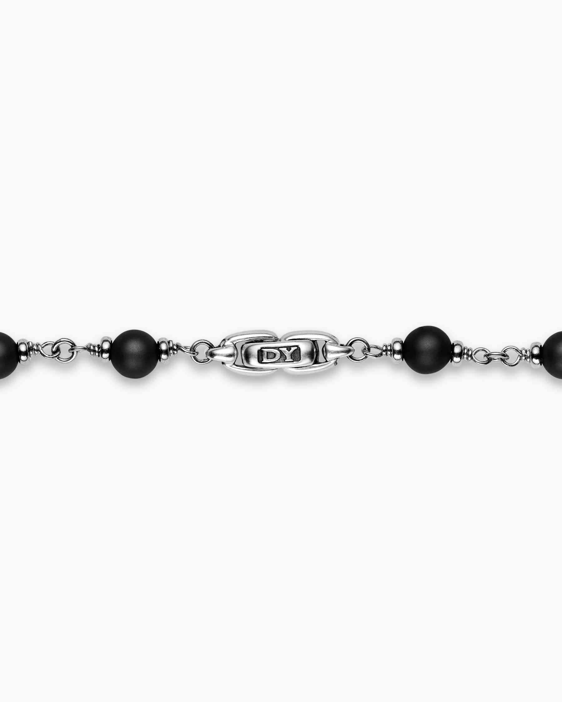 Spiritual Beads Necklace in Sterling Silver with Black Onyx and Black Diamonds, 6mm - Image 5