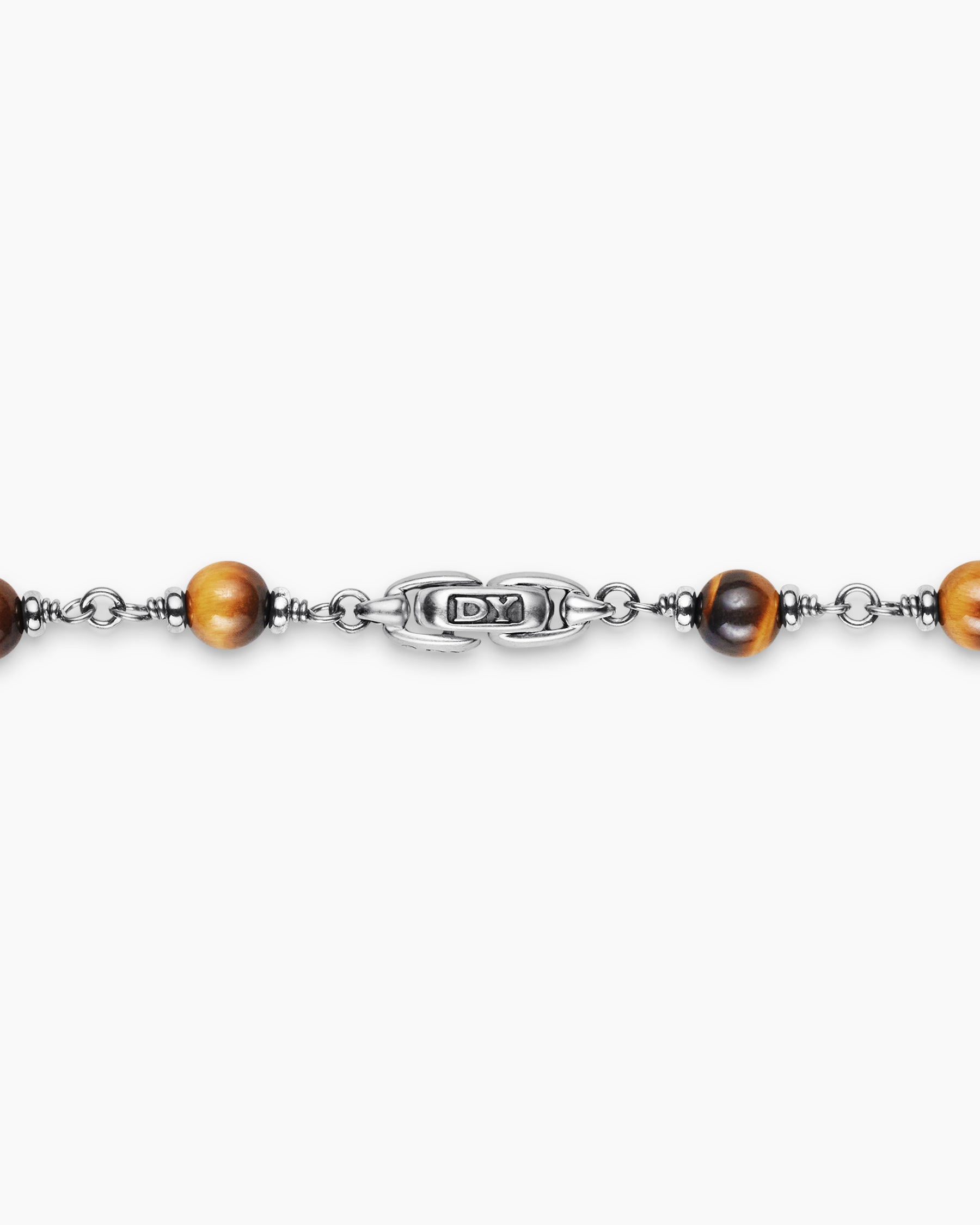 Spiritual Beads Necklace in Sterling Silver with Tiger's Eye and Cognac Diamonds, 6mm - Image 5