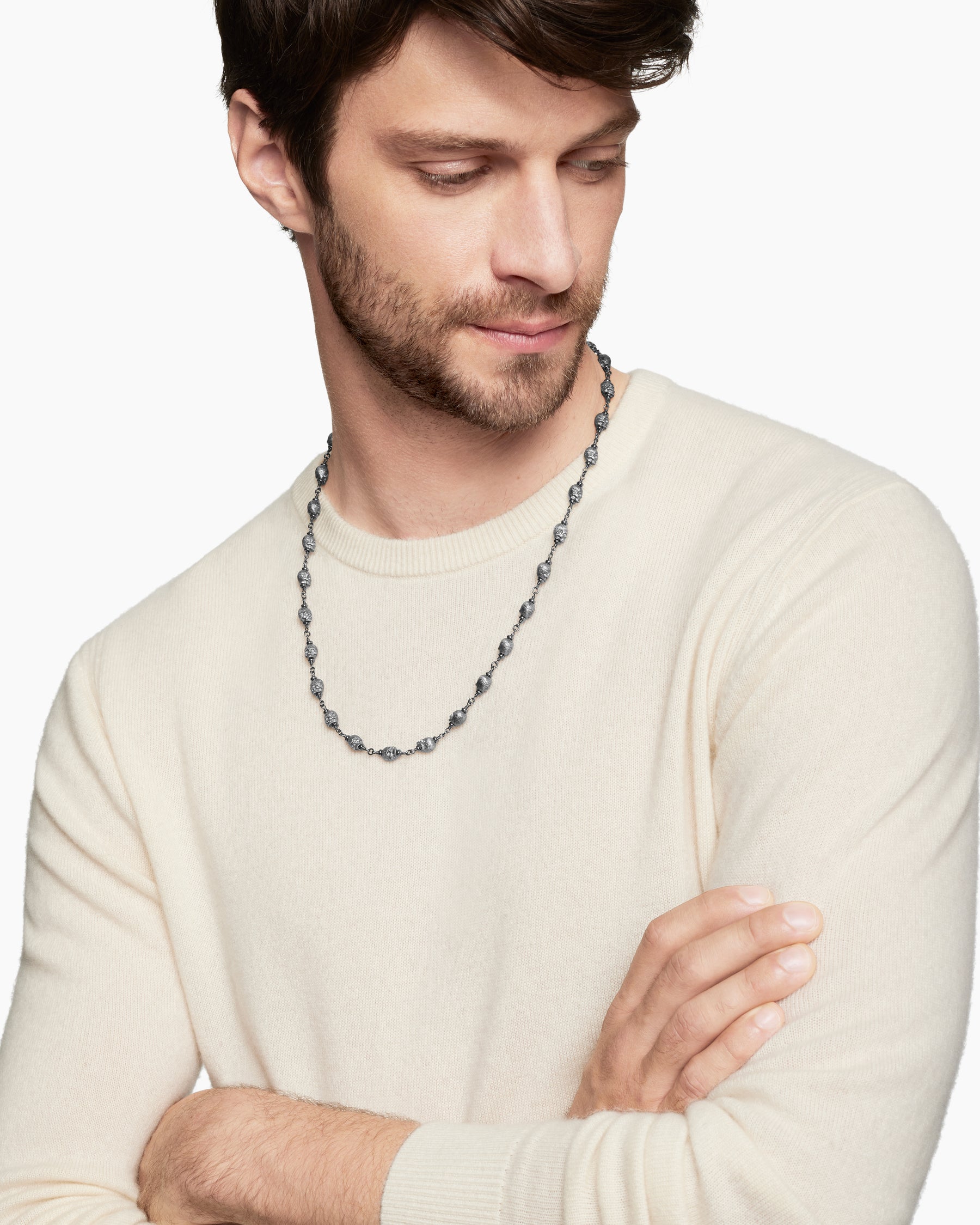 Alternative view of Memento Mori Skull Necklace in Sterling Silver, 9mm