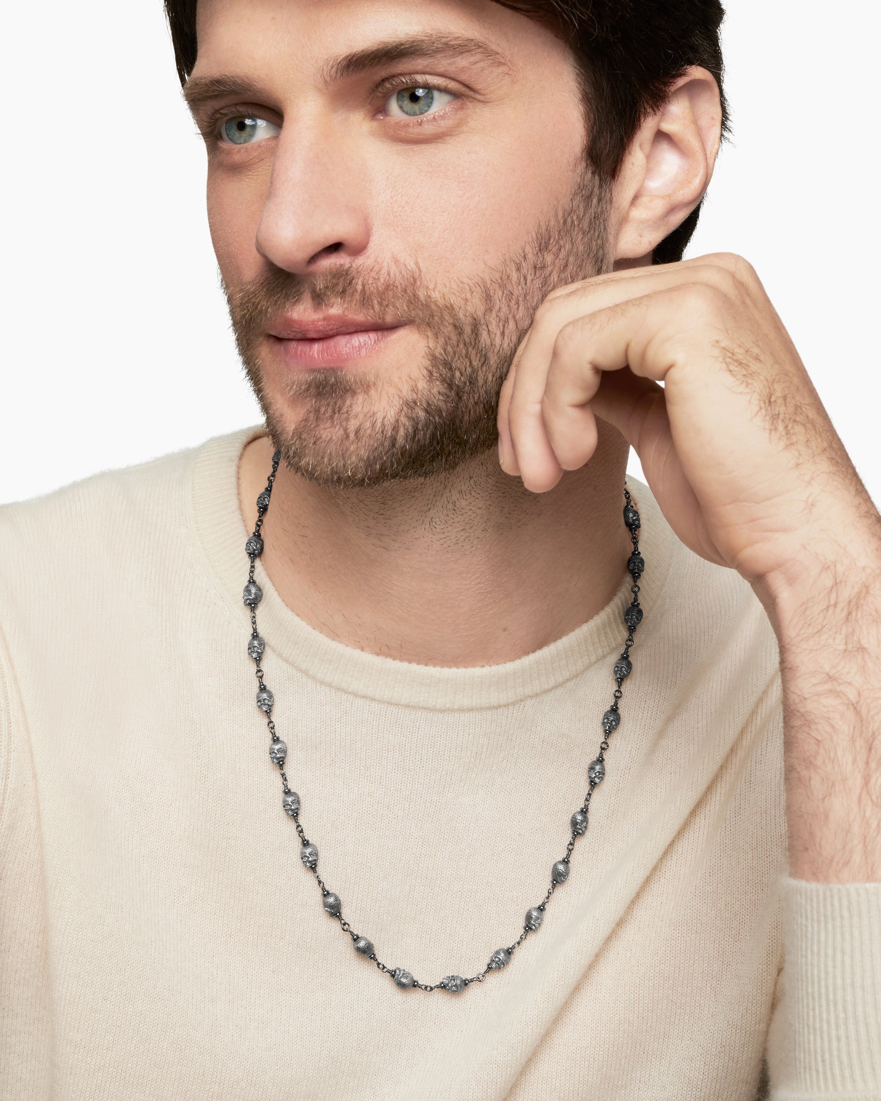 Memento Mori Skull Necklace in Sterling Silver, 9mm - Image 6