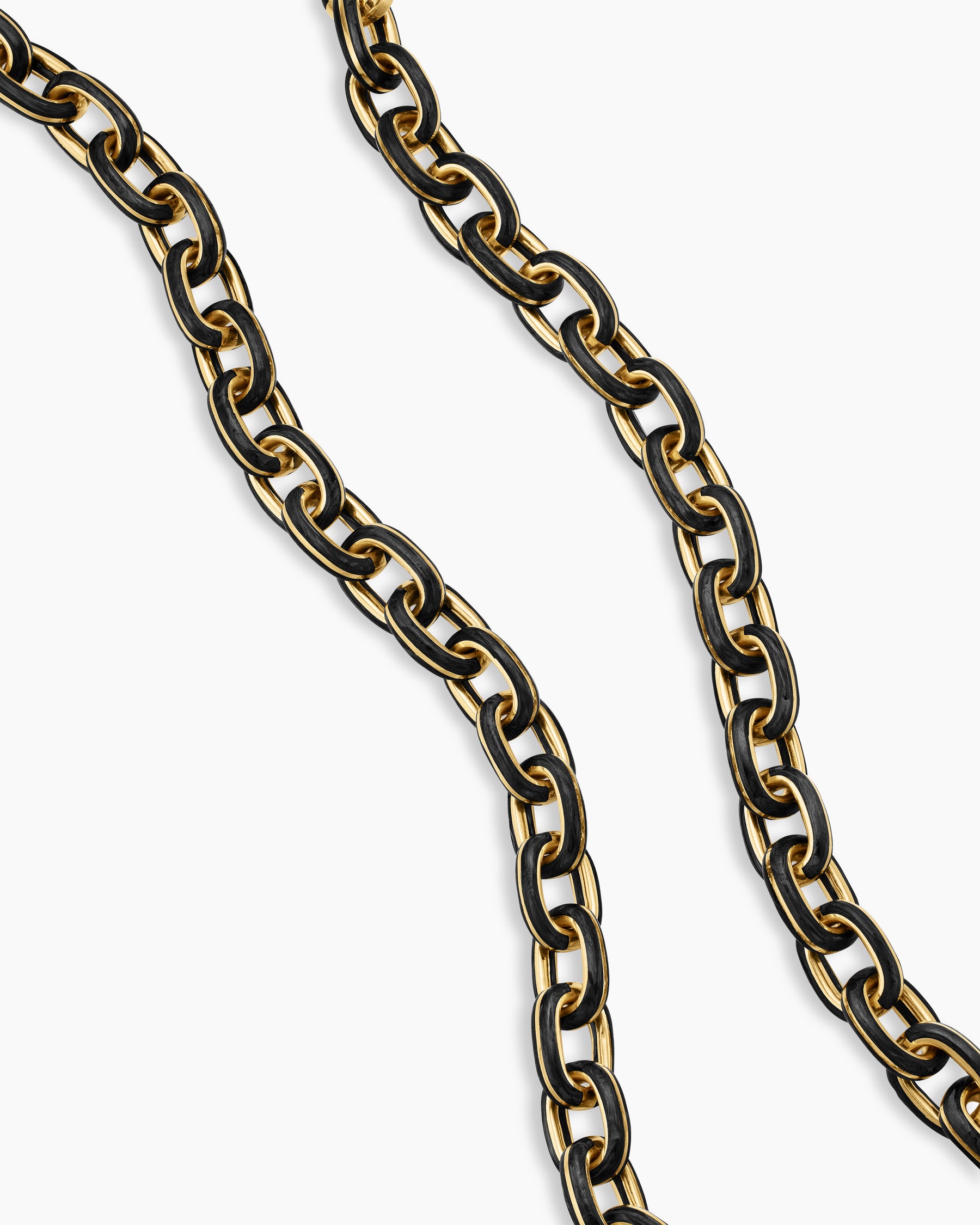 Alternative view of Streamline Oval Link Necklace in 18K Yellow Gold with Forged Carbon, 10.8mm