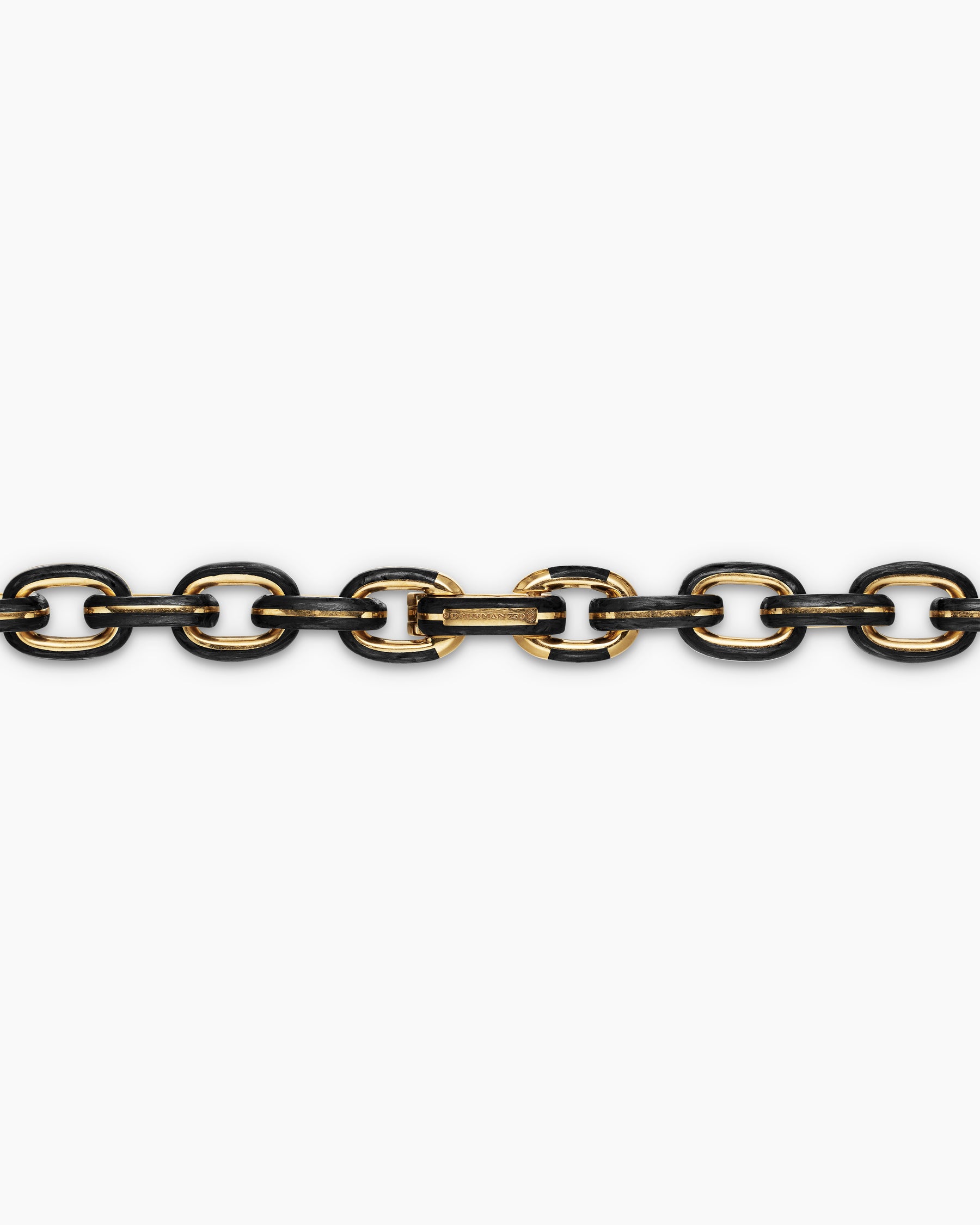Streamline Oval Link Necklace in 18K Yellow Gold with Forged Carbon, 10.8mm - Image 4