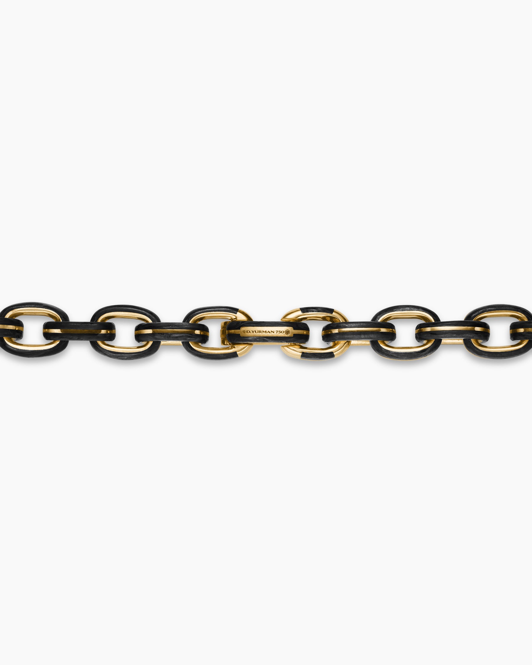 Streamline Oval Link Necklace in 18K Yellow Gold with Forged Carbon, 8.5mm - Image 5