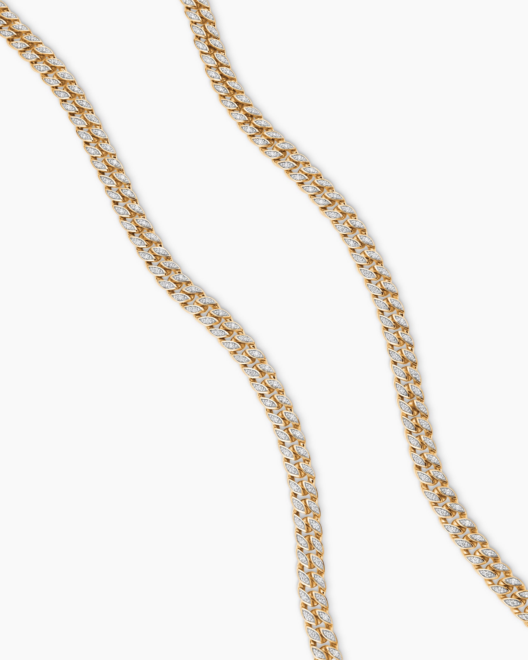 Curb Chain Necklace in 18K Yellow Gold with Diamonds, 6mm - Image 3