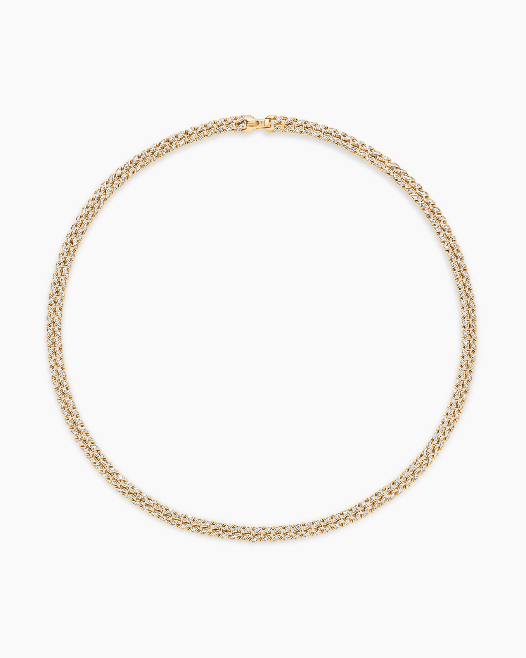 Curb Chain Necklace in 18K Yellow Gold with Diamonds, 6mm - Image 4