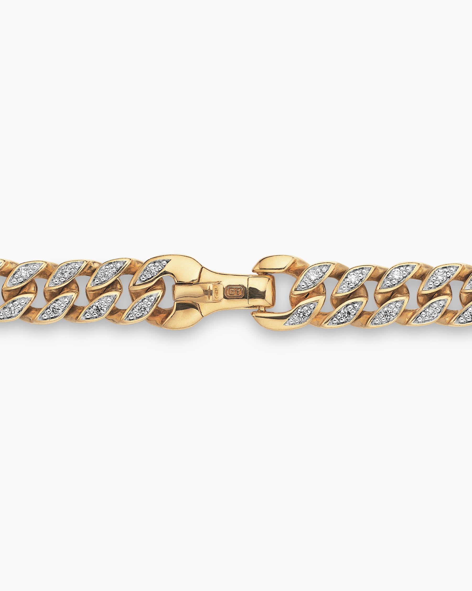 Curb Chain Necklace in 18K Yellow Gold with Diamonds, 6mm - Image 5