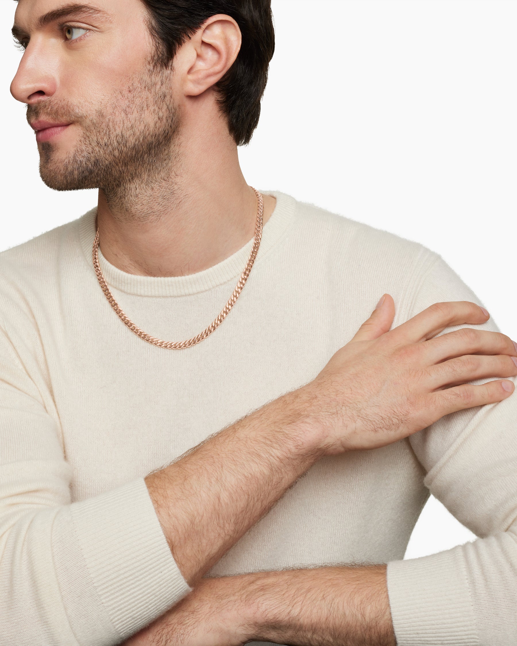 Curb Chain Necklace in 18K Rose Gold, 6mm - Image 6