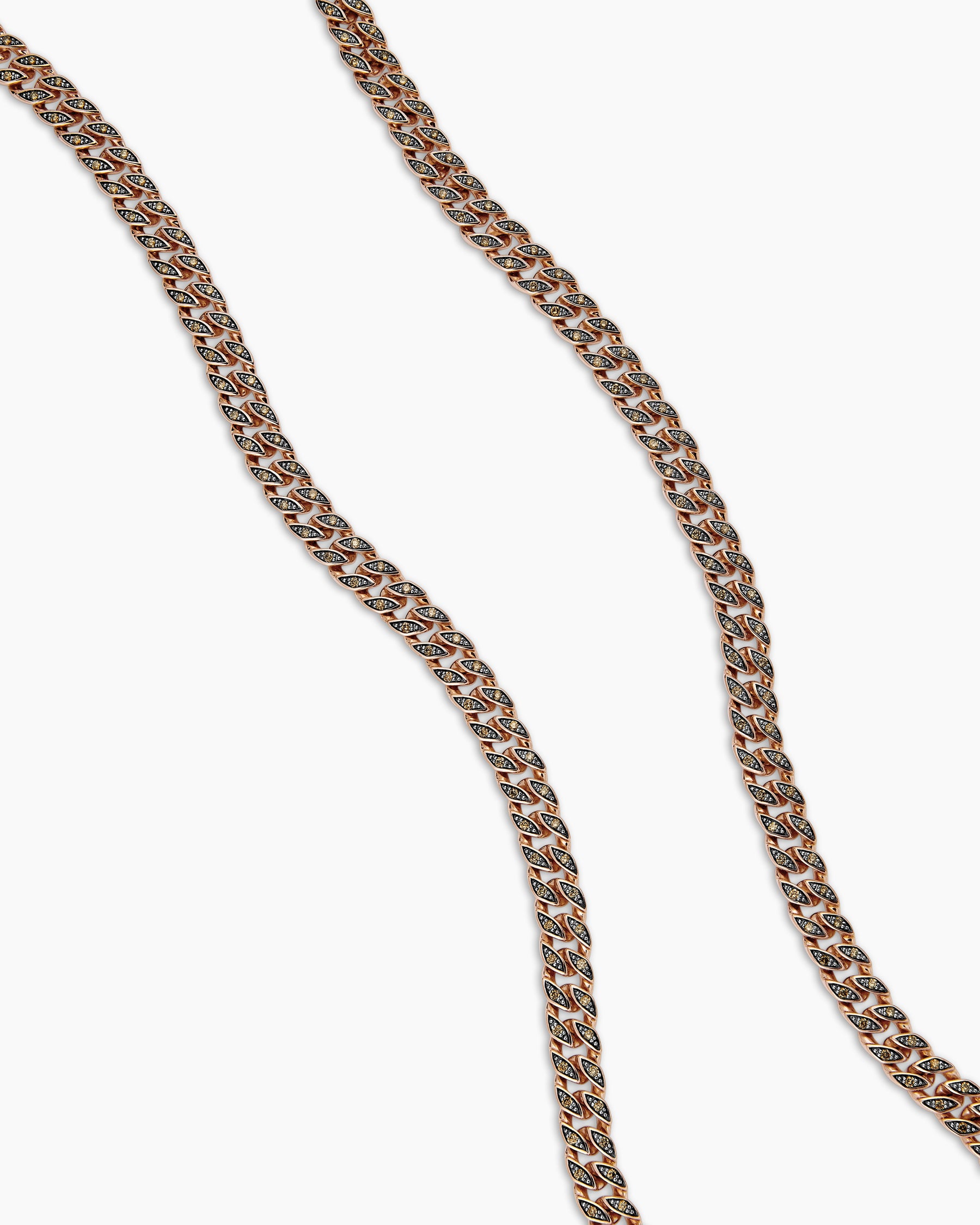 Curb Chain Necklace in 18K Rose Gold with Cognac Diamonds, 6mm - Image 3