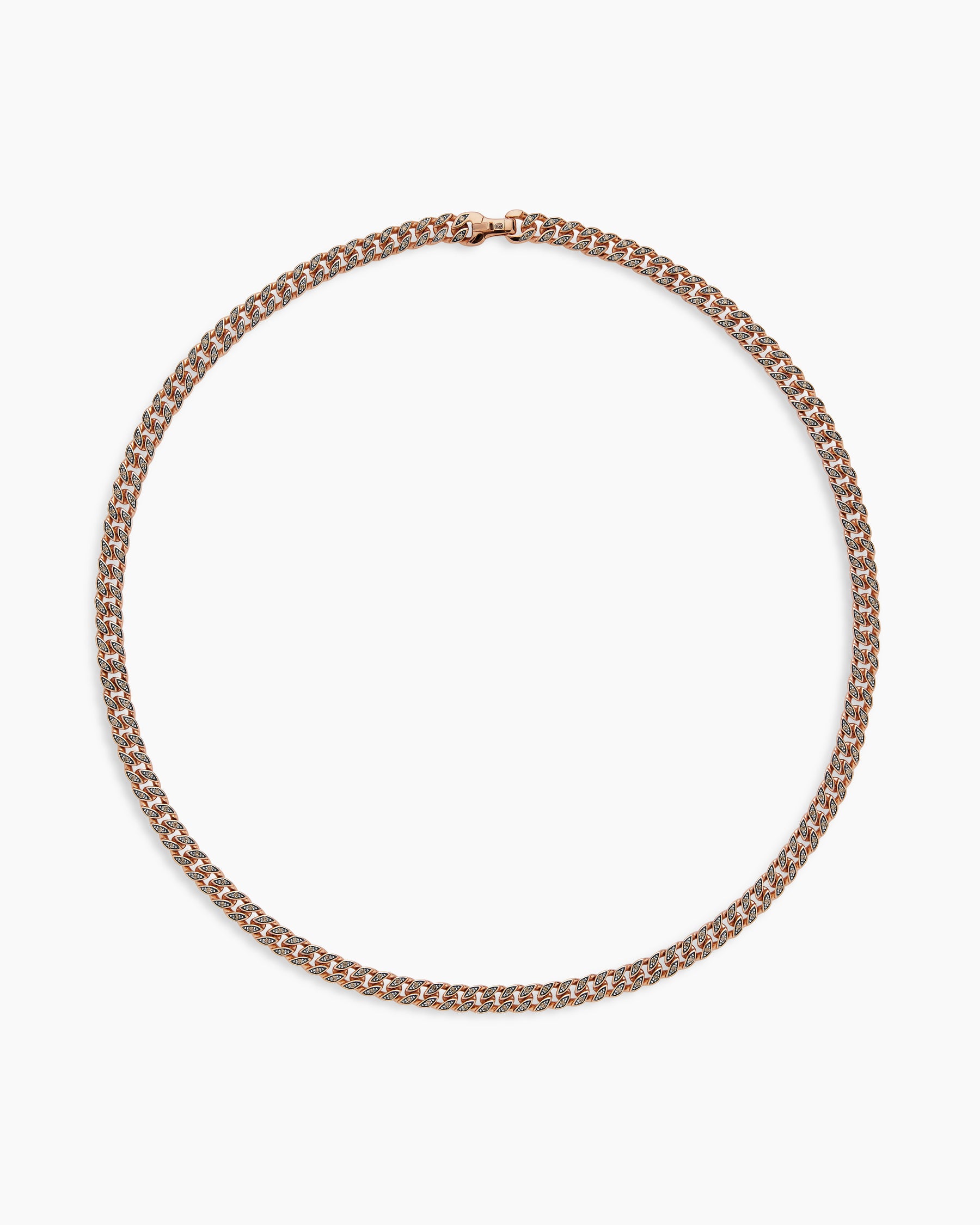 Curb Chain Necklace in 18K Rose Gold with Cognac Diamonds, 6mm - Image 4