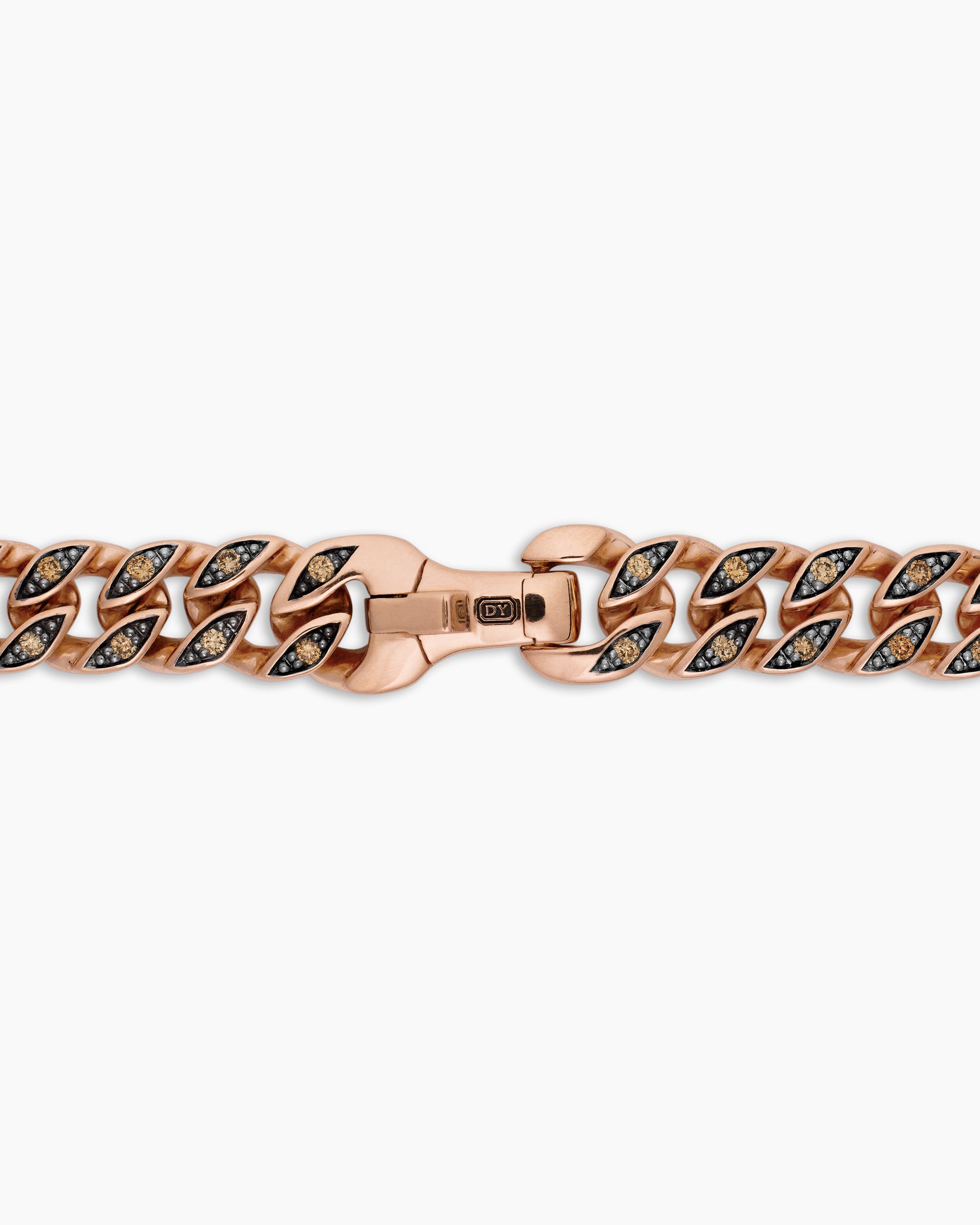 Curb Chain Necklace in 18K Rose Gold with Cognac Diamonds, 6mm - Image 5