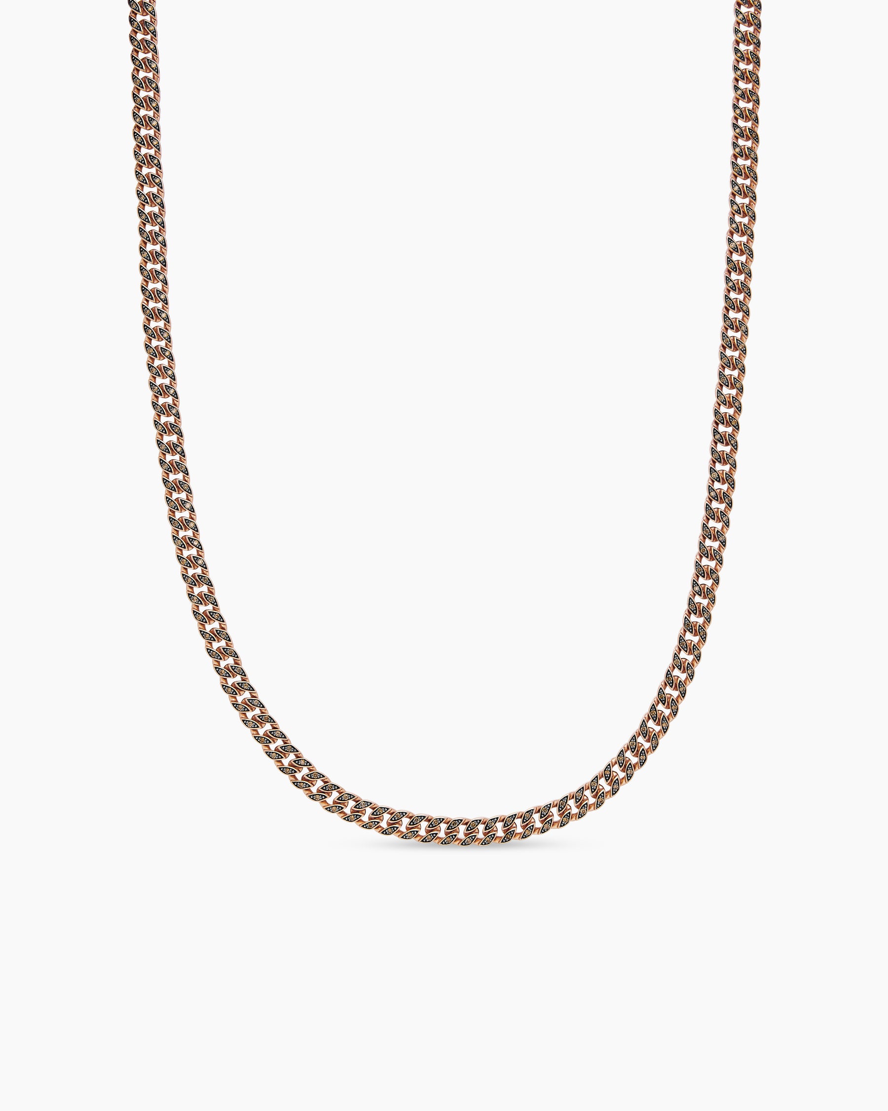 Curb Chain Necklace in 18K Rose Gold with Cognac Diamonds, 6mm