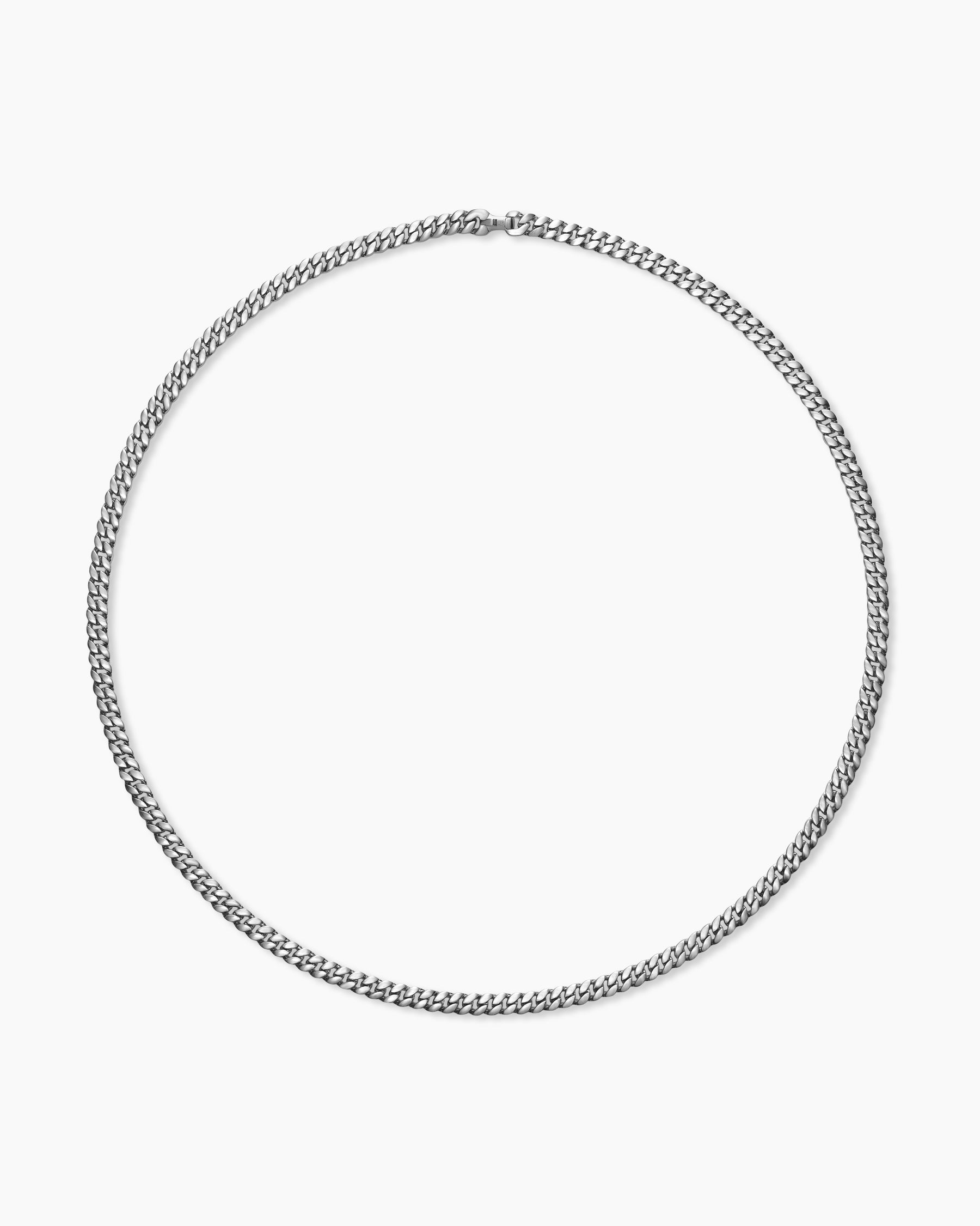 Curb Chain Necklace in Platinum, 6mm - Image 4