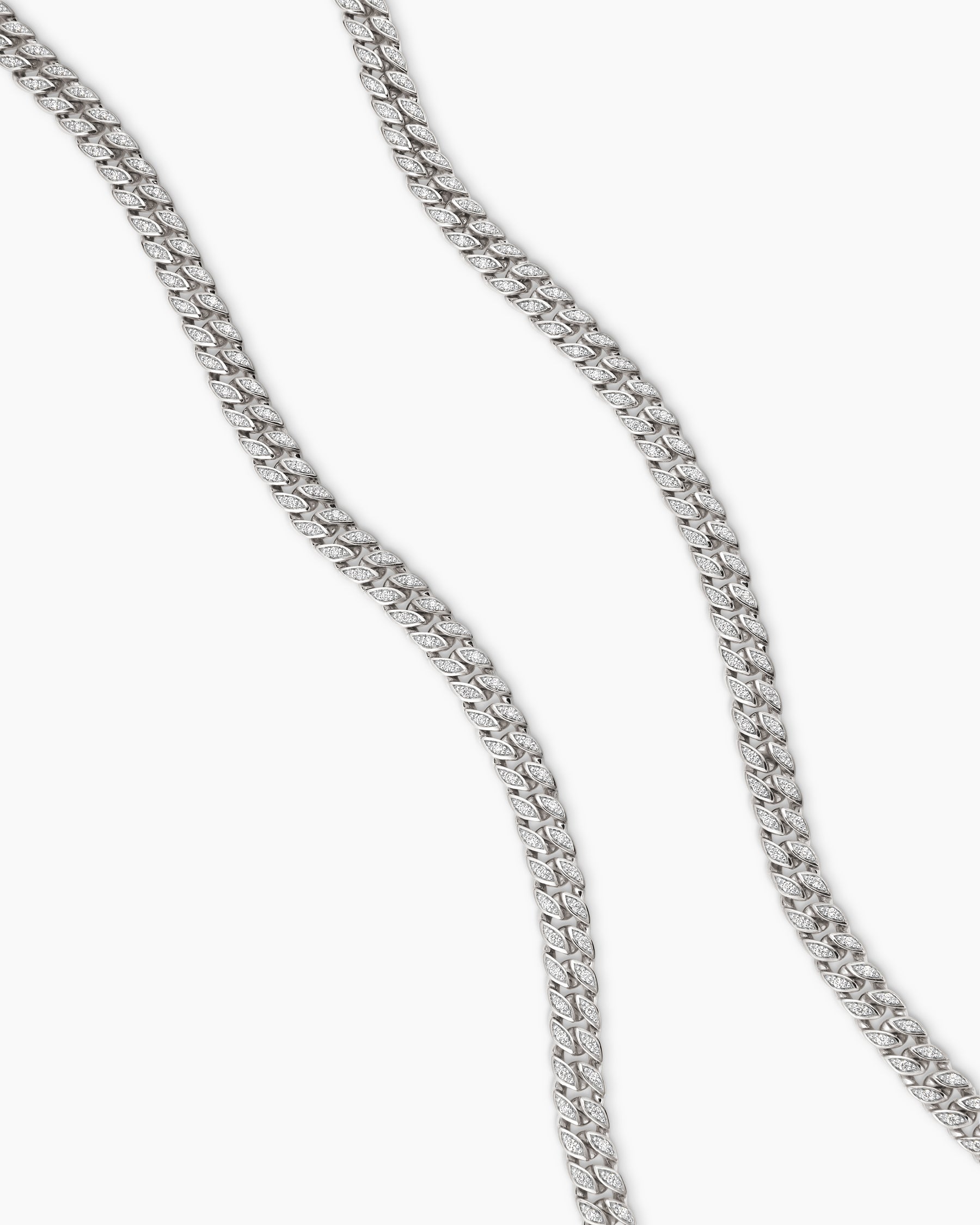 Curb Chain Necklace in Sterling Silver with Diamonds, 6mm - Image 3