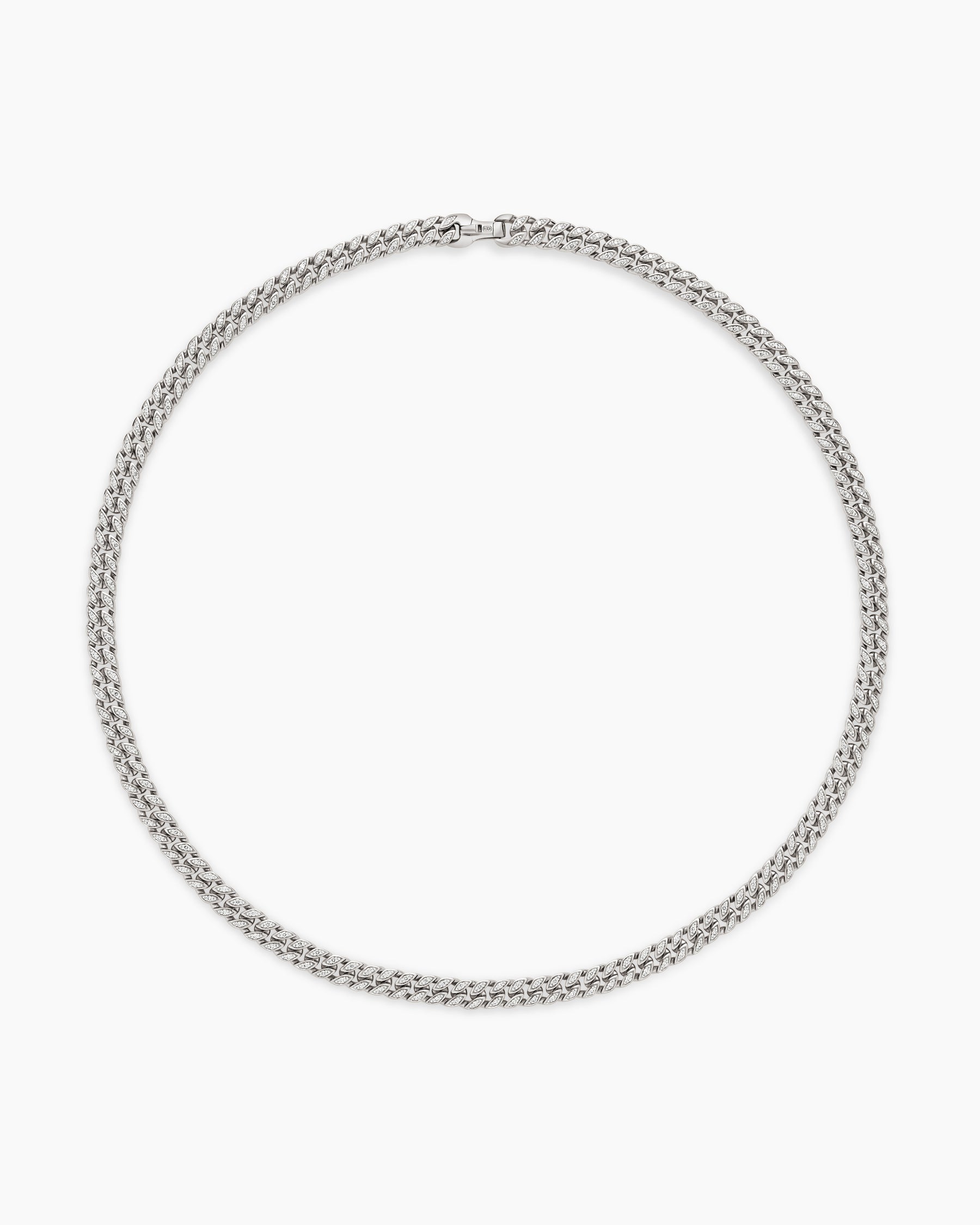 Curb Chain Necklace in Sterling Silver with Diamonds, 6mm - Image 4