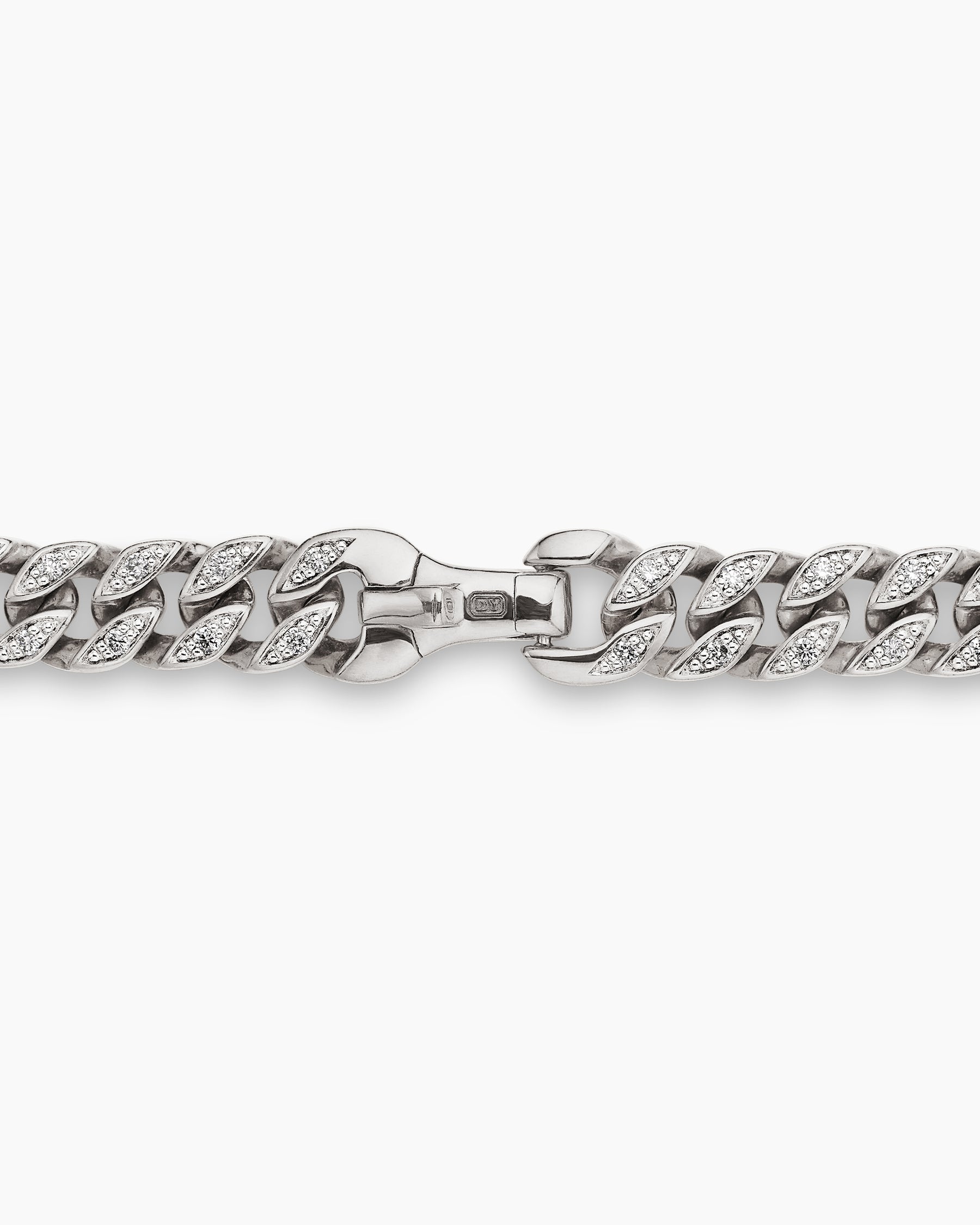Curb Chain Necklace in Sterling Silver with Diamonds, 6mm - Image 5