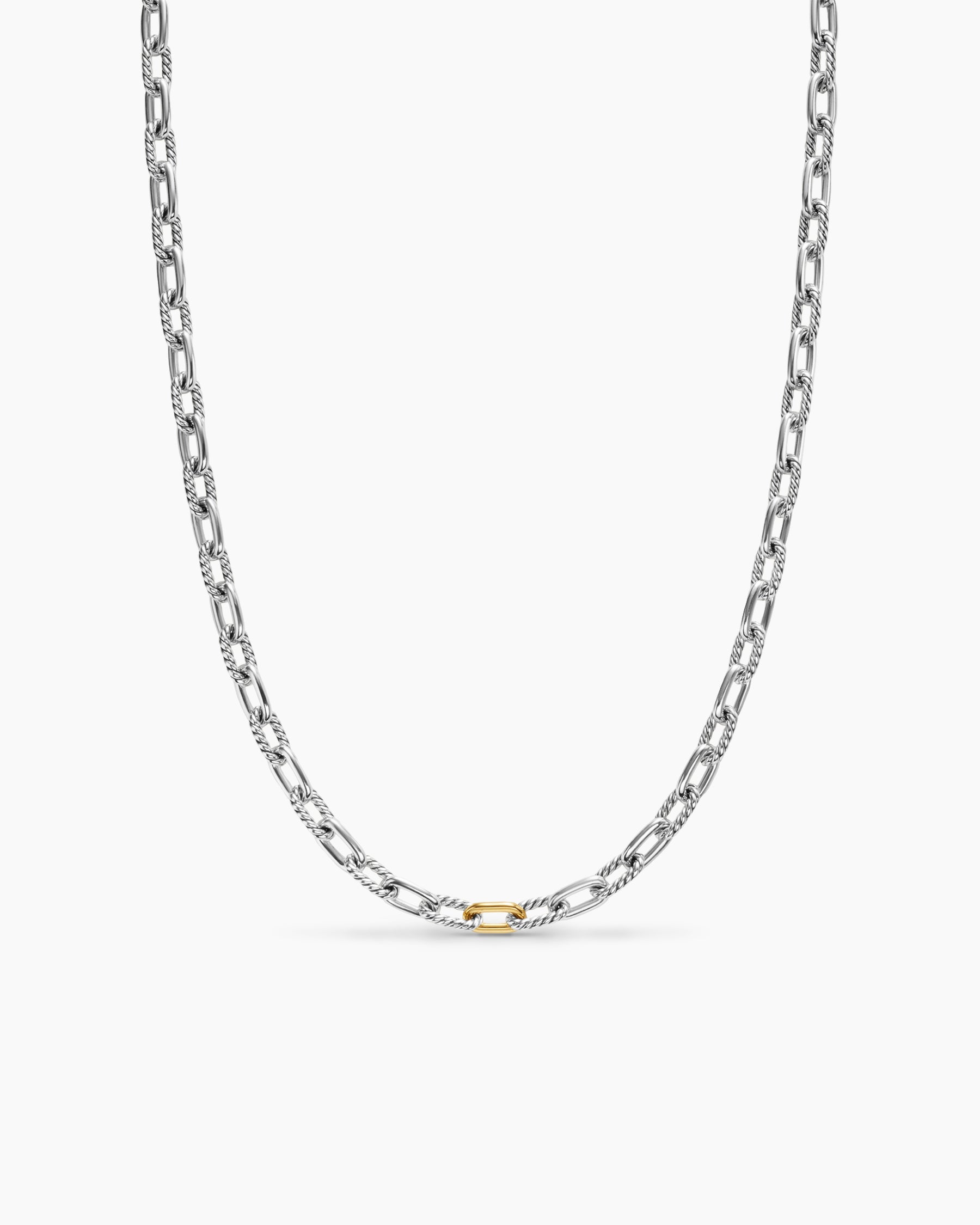 DY Madison Chain Necklace in Sterling Silver with 18K Yellow Gold, 6mm