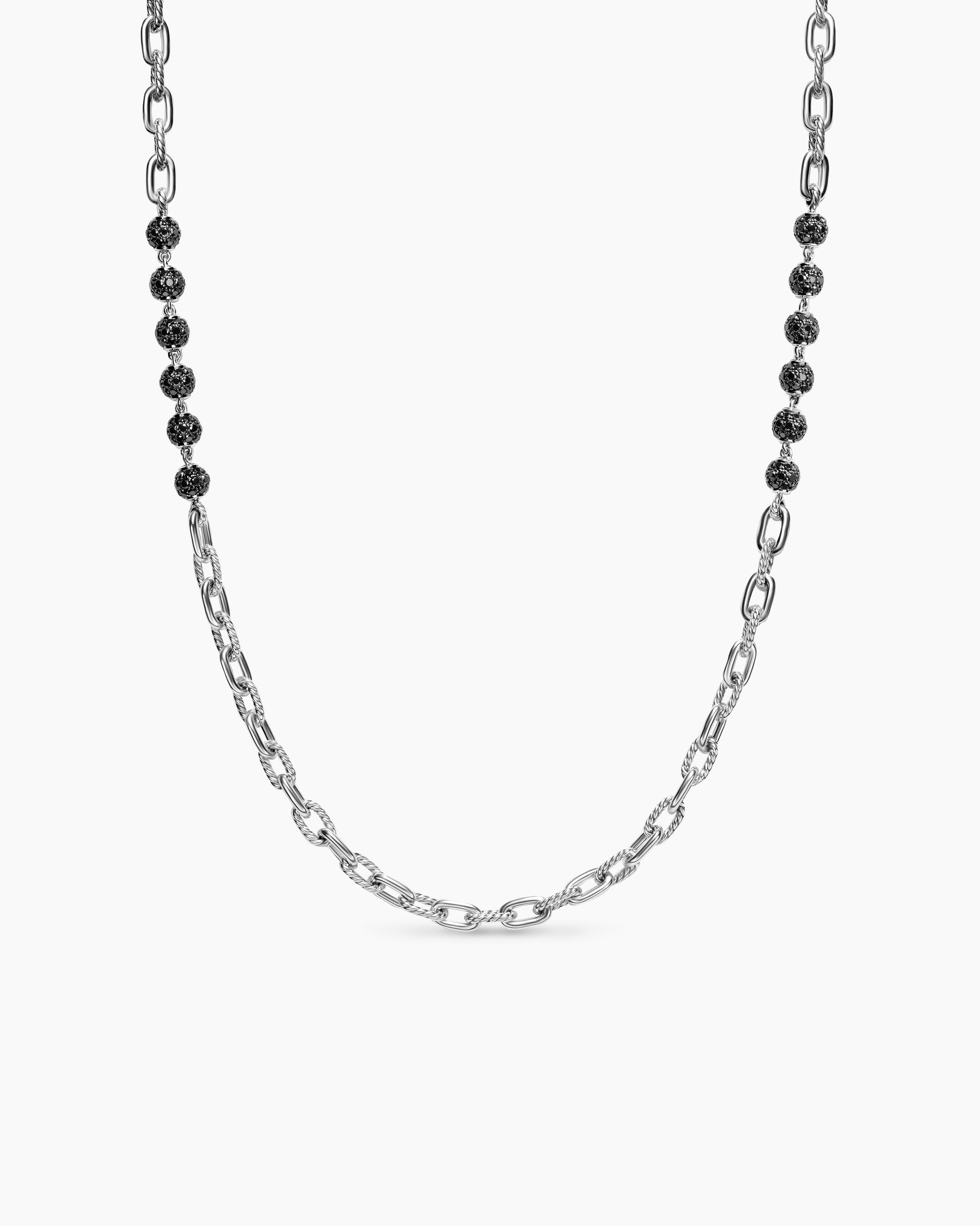DY Madison Chain Necklace in Sterling Silver with Black Diamonds, 6mm