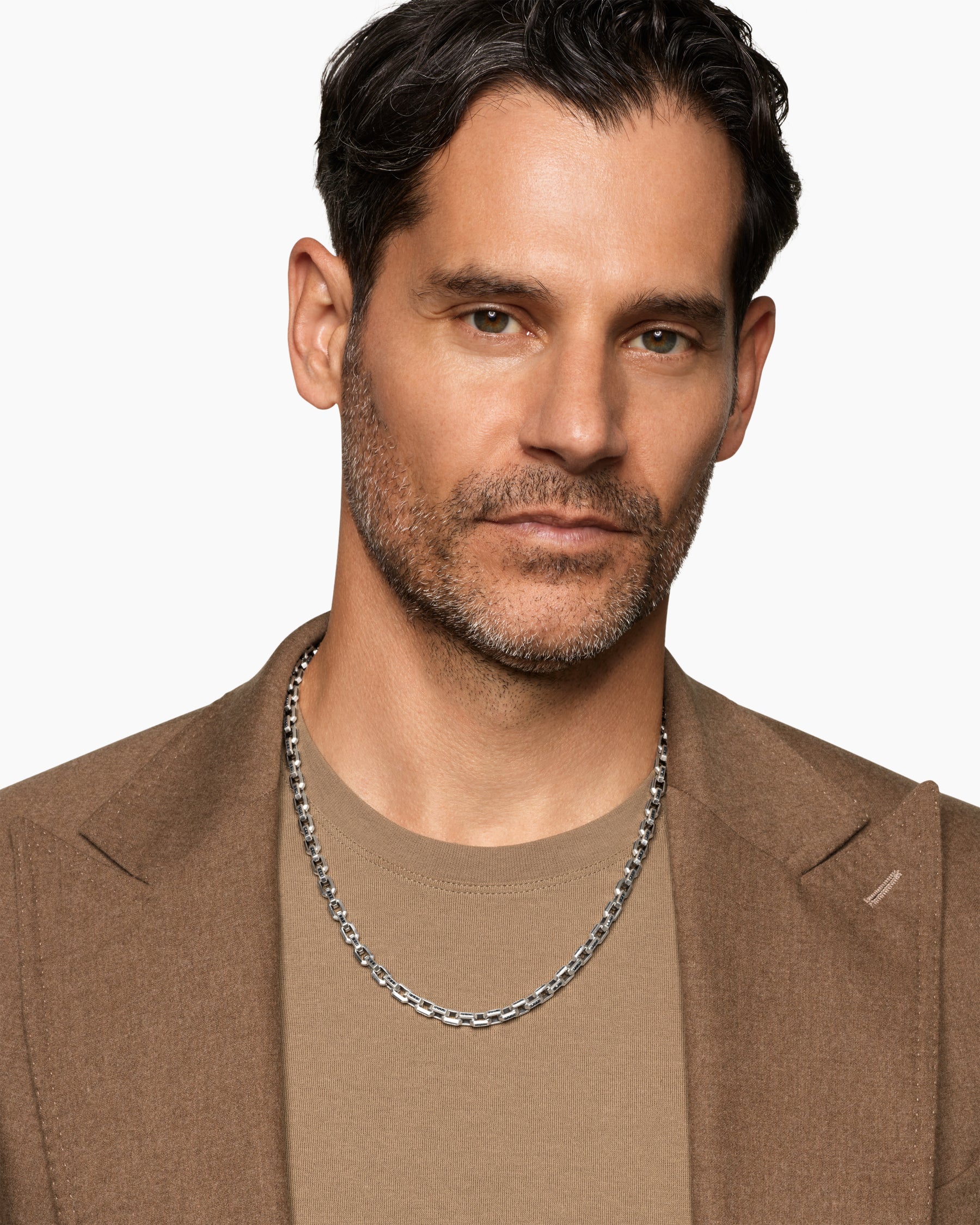 Alternative view of Streamline Link Necklace in Sterling Silver with Black Diamonds, 5.5mm