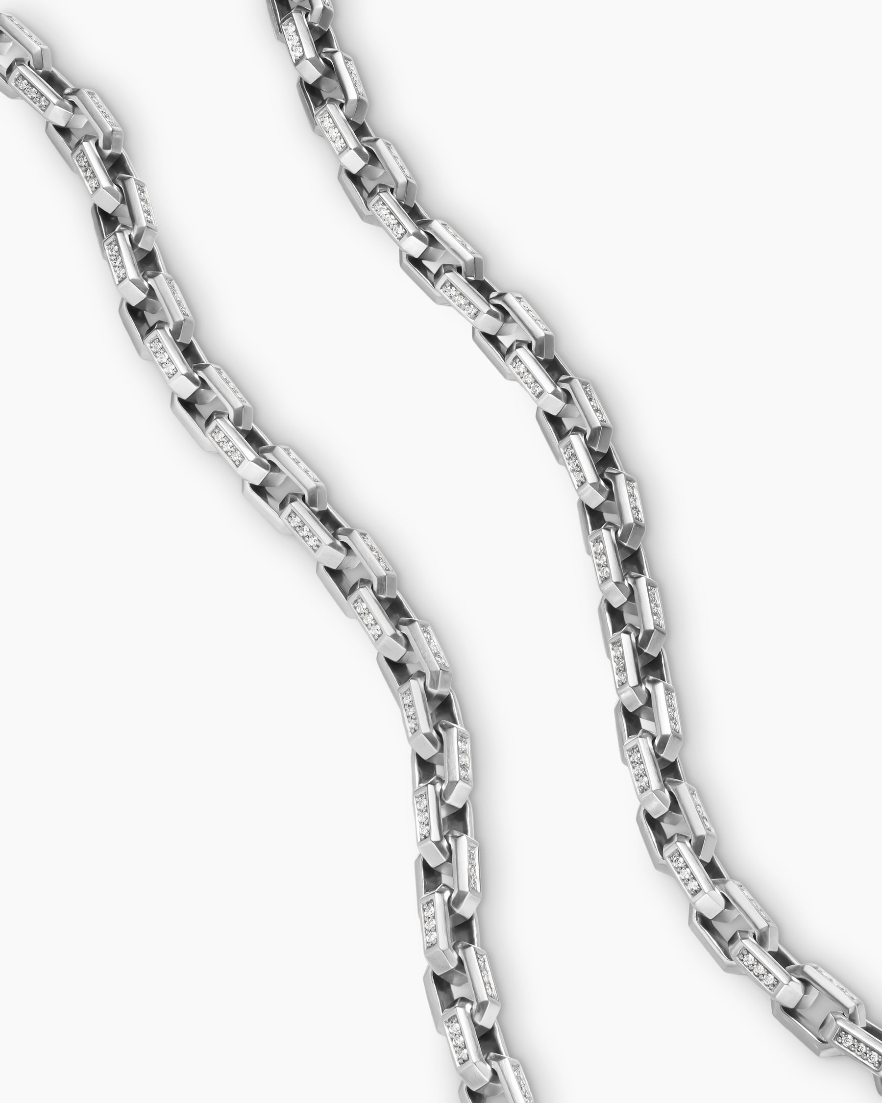 Streamline Link Necklace in Sterling Silver with Diamonds, 5.5mm - Image 3