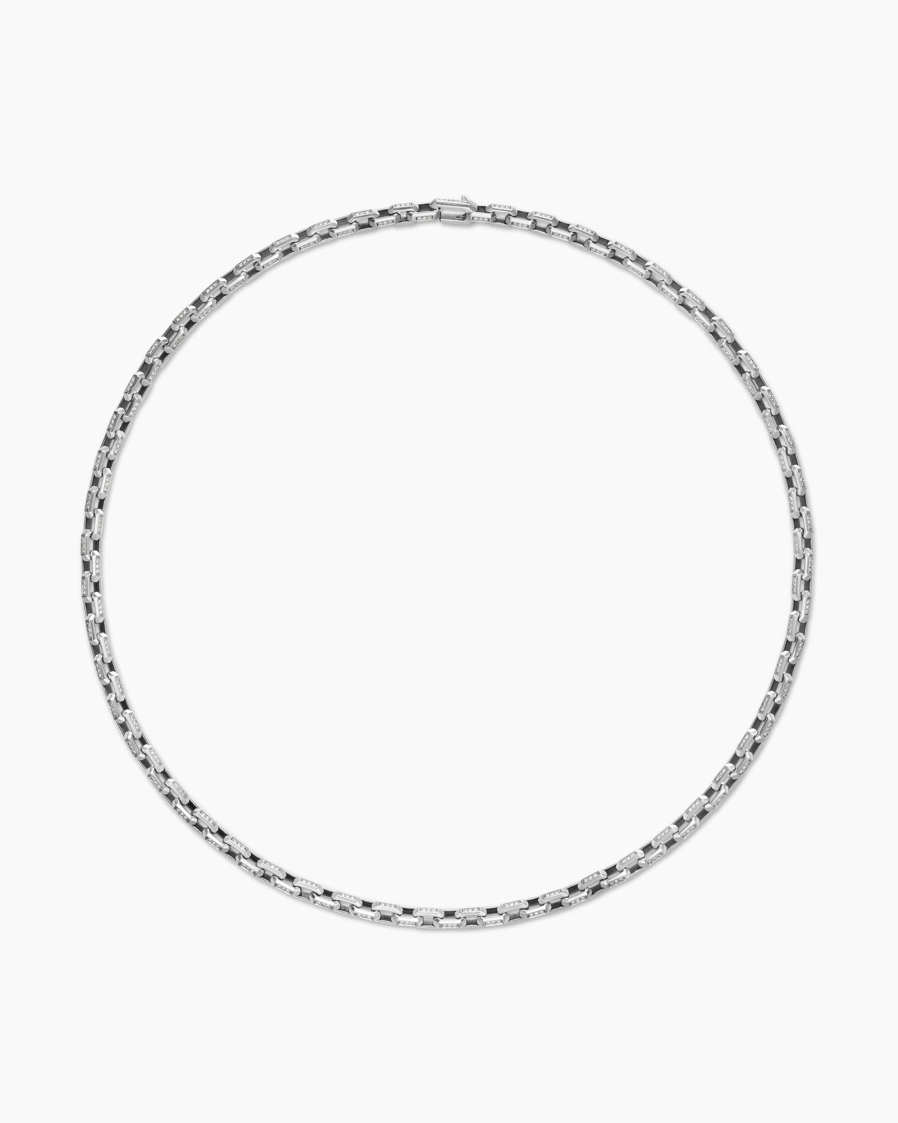 Streamline Link Necklace in Sterling Silver with Diamonds, 5.5mm - Image 4