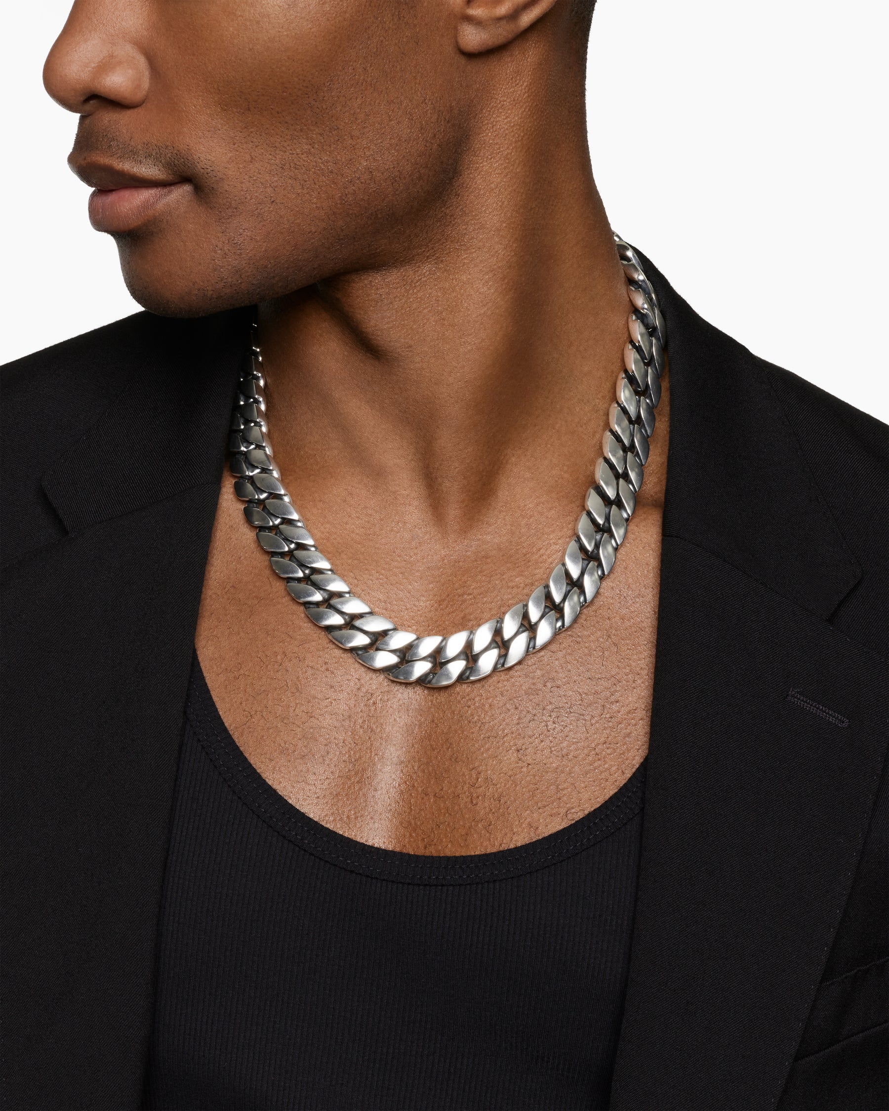 Alternative view of Curb Chain Necklace in Sterling Silver, 18mm