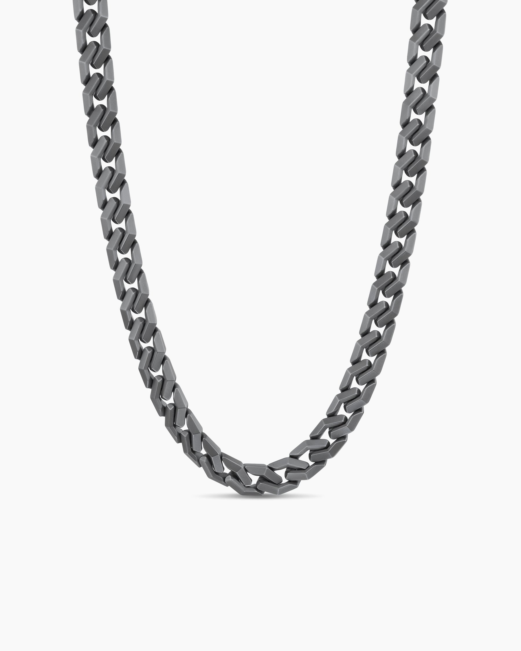 Curb Chain Angular Link Necklace in Anthracite Titanium, 11.5mm