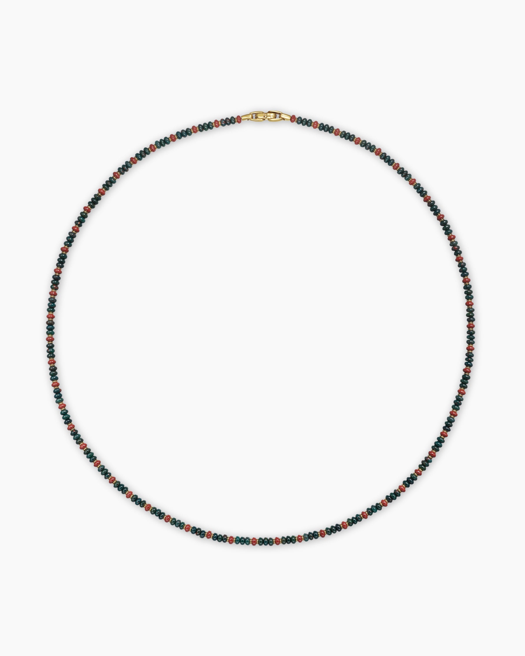 Spiritual Beads Necklace in 18K Yellow Gold with Bloodstone and Red Jasper, 4mm - Image 4