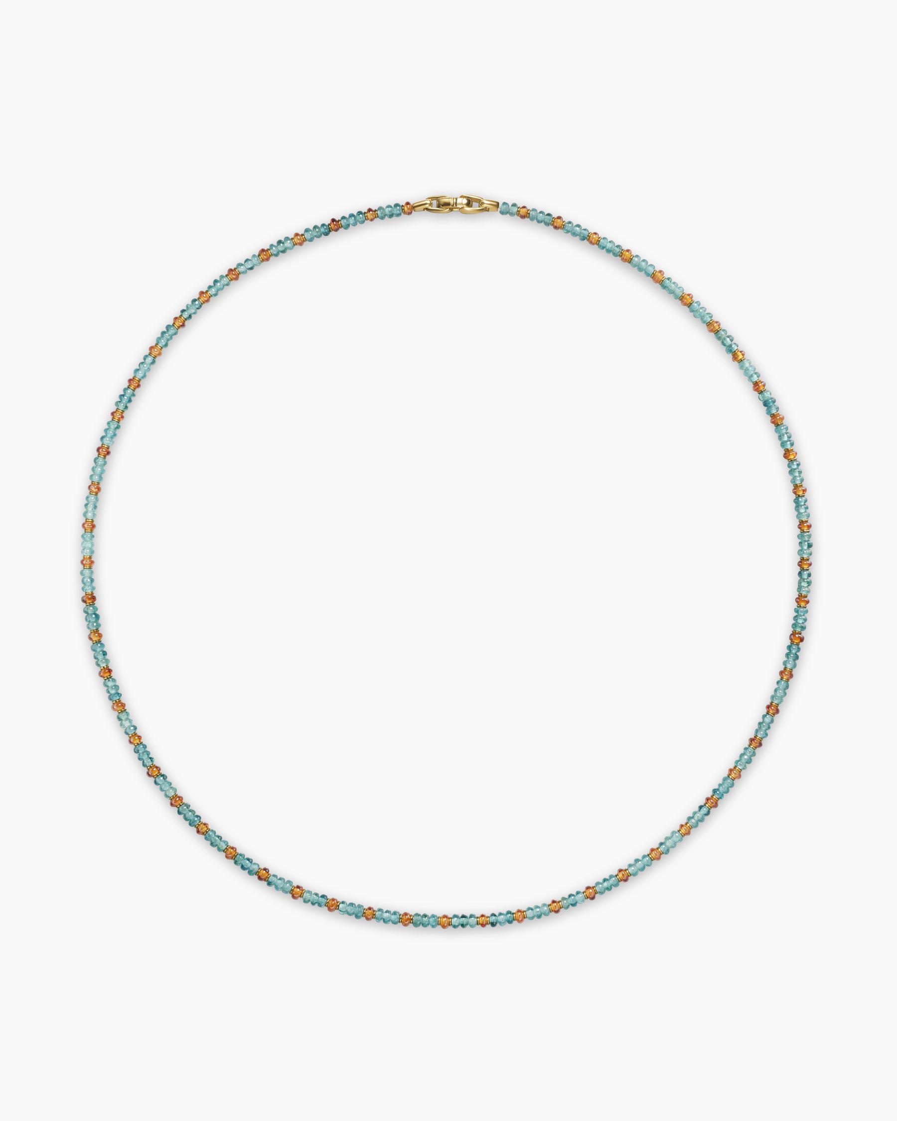 Spiritual Beads Necklace in 18K Yellow Gold with Indicolite and Mandarin Garnet, 4mm - Image 4
