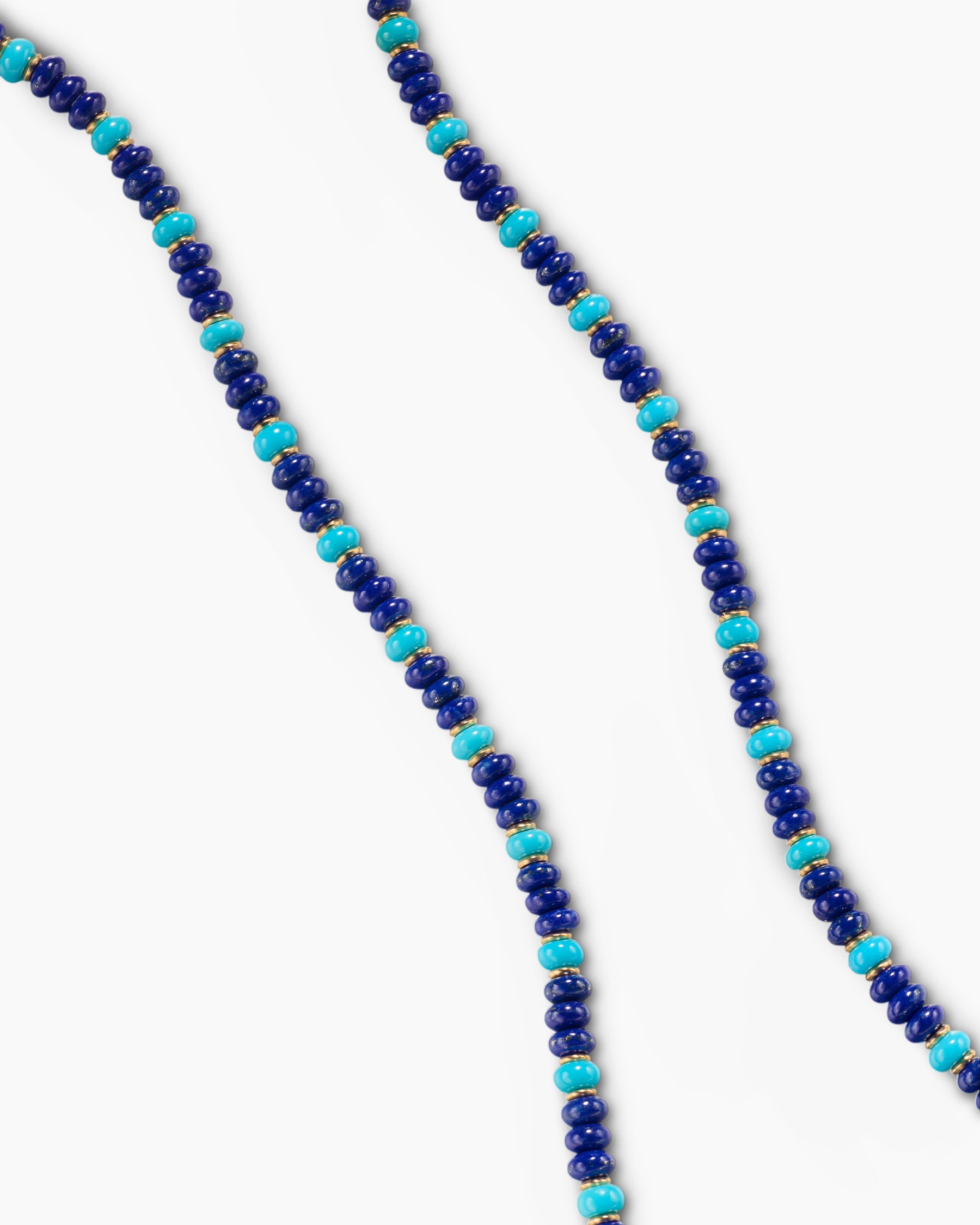 Spiritual Beads Necklace in 18K Yellow Gold with Lapis and Turquoise, 4mm - Image 3