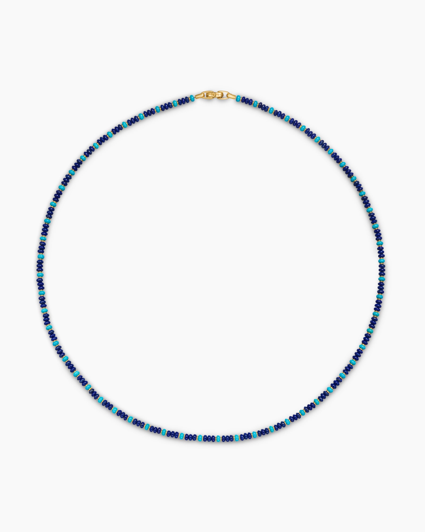 Spiritual Beads Necklace in 18K Yellow Gold with Lapis and Turquoise, 4mm - Image 4