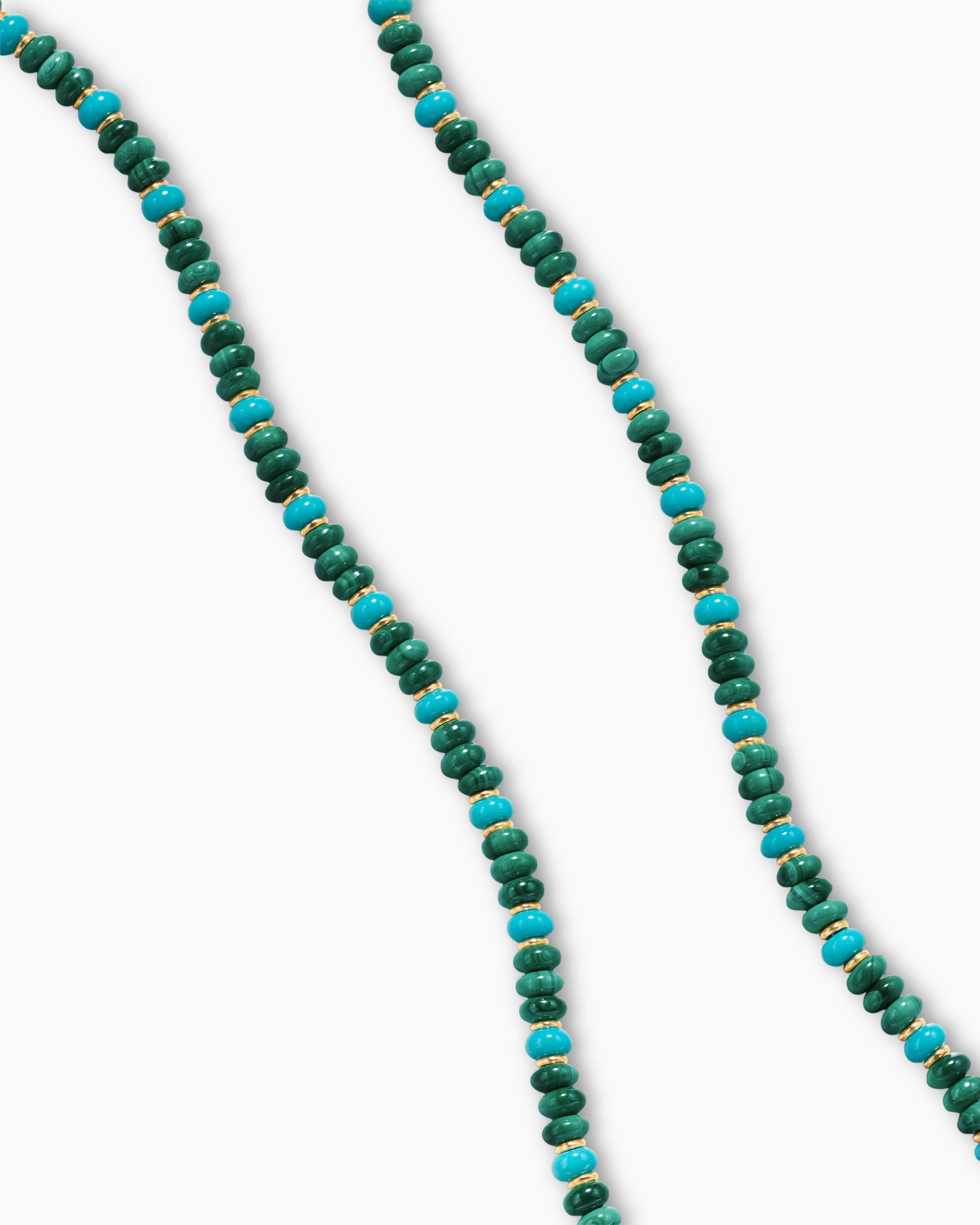 Spiritual Beads Necklace in 18K Yellow Gold with Malachite and Turquoise, 4mm - Image 3