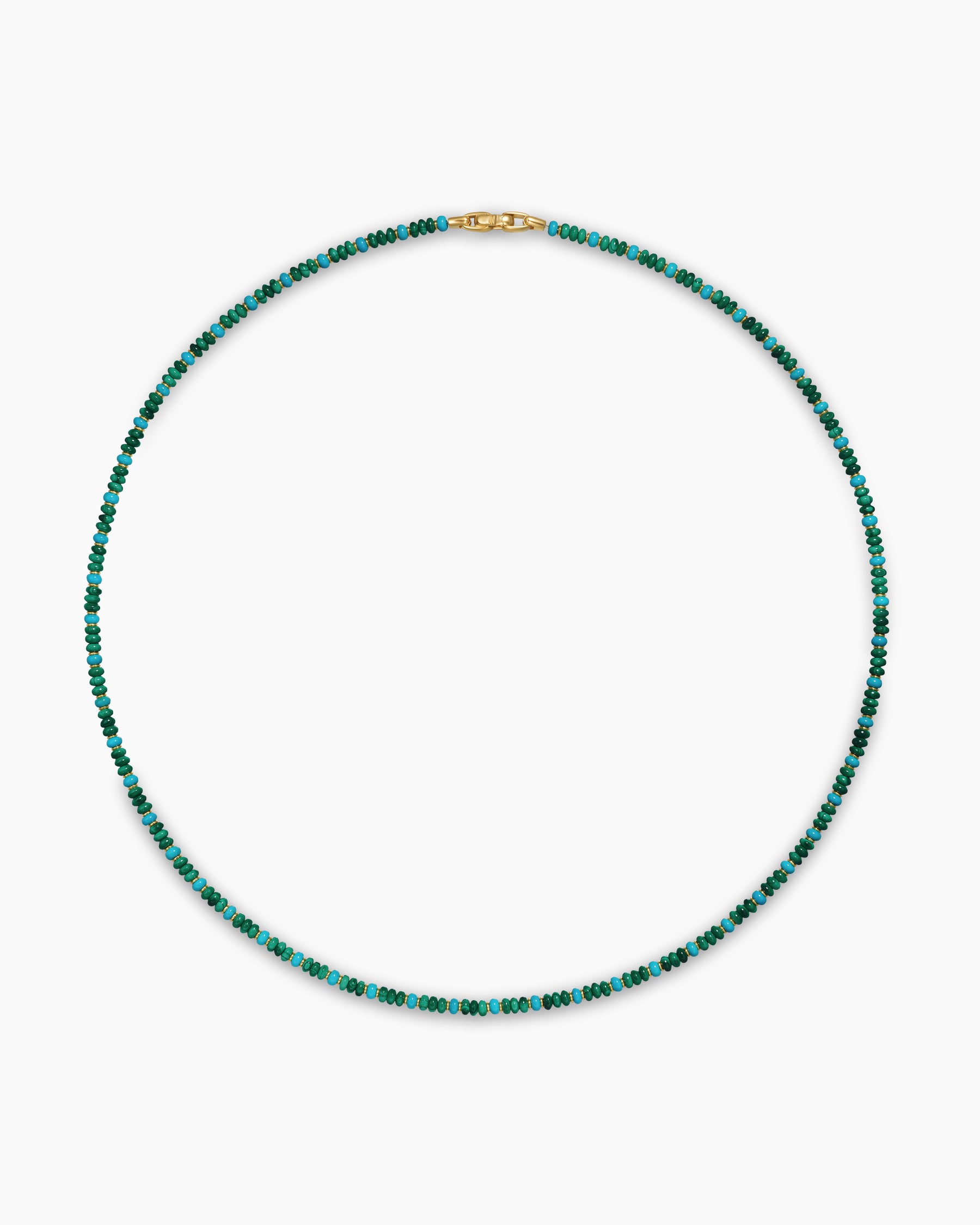 Spiritual Beads Necklace in 18K Yellow Gold with Malachite and Turquoise, 4mm - Image 4