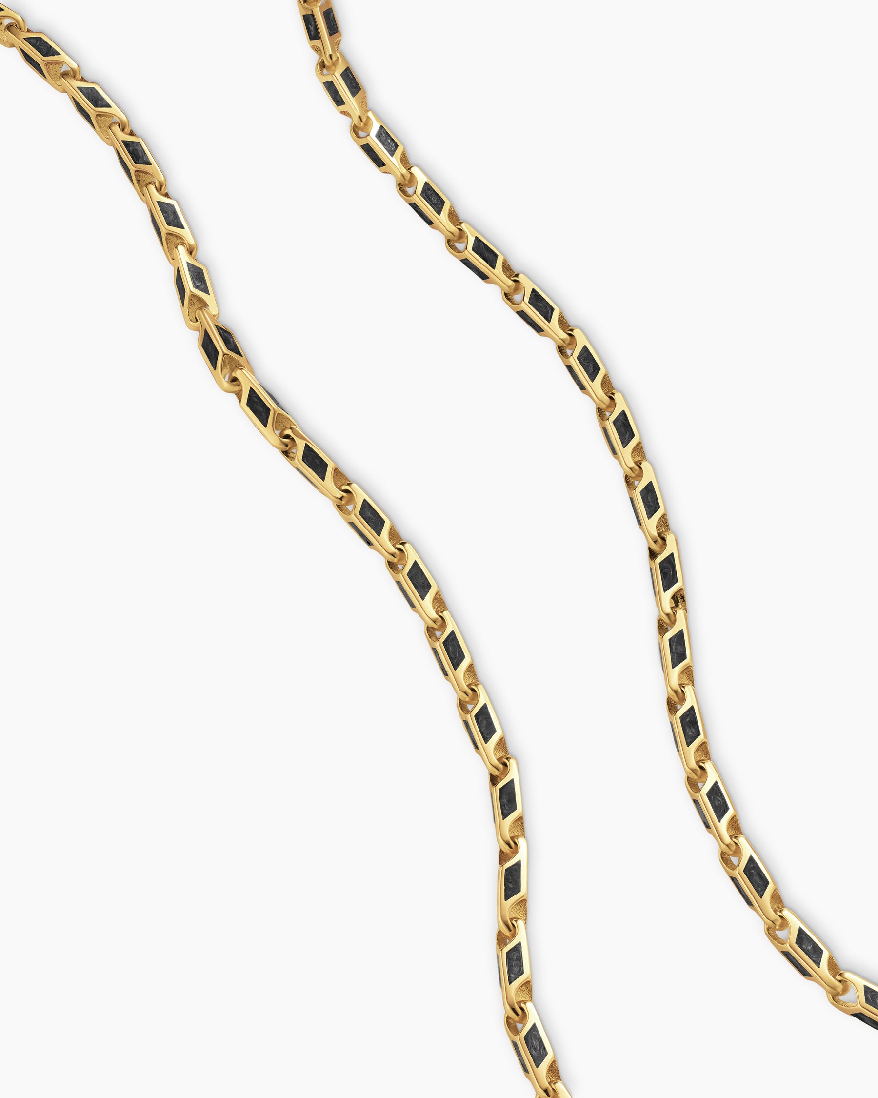 Streamline Faceted Chain Necklace in 18K Yellow Gold with Forged Carbon, 4.3mm - Image 3